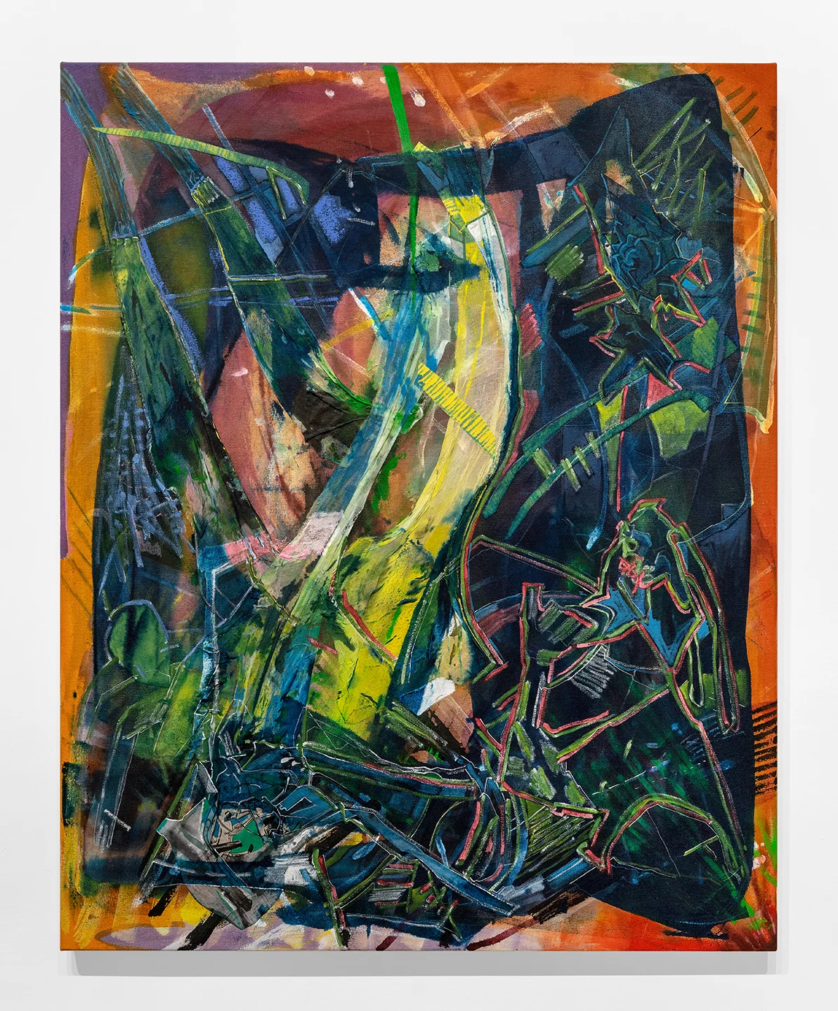 Woman, Child, Hill, Shadow , 2018 Acrylic, collage, and oil 50 x 40 inches