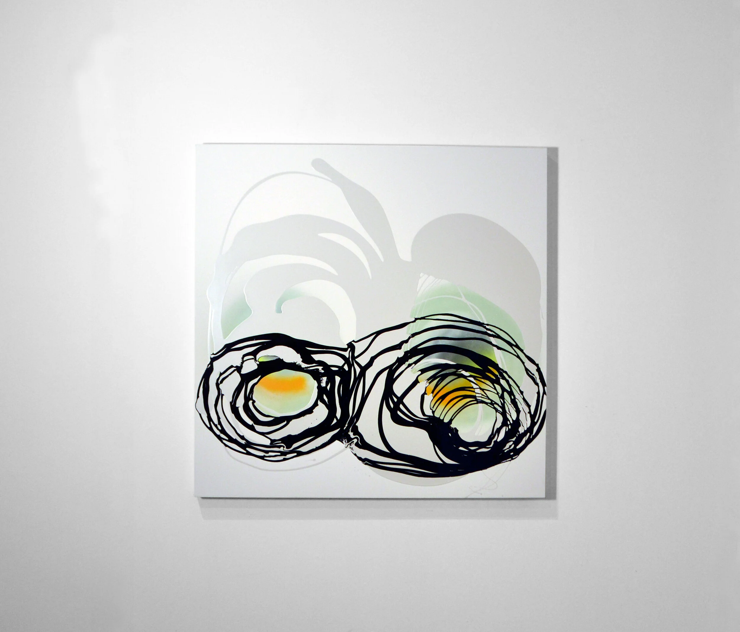   Jon Pylypchuk    Untitled , 2016  Enamel and spray paint on canvas on panel  40 x 40 inches    
