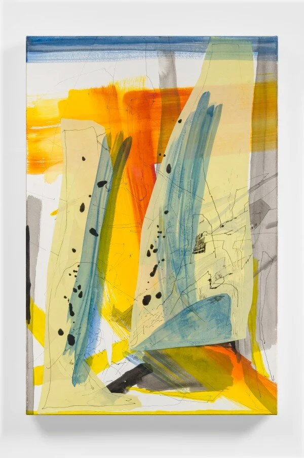   Iva Gueorguieva    Gravel Stroke , 2016  Acrylic and collage on paper mounted on canvas  30 x 20 inches    