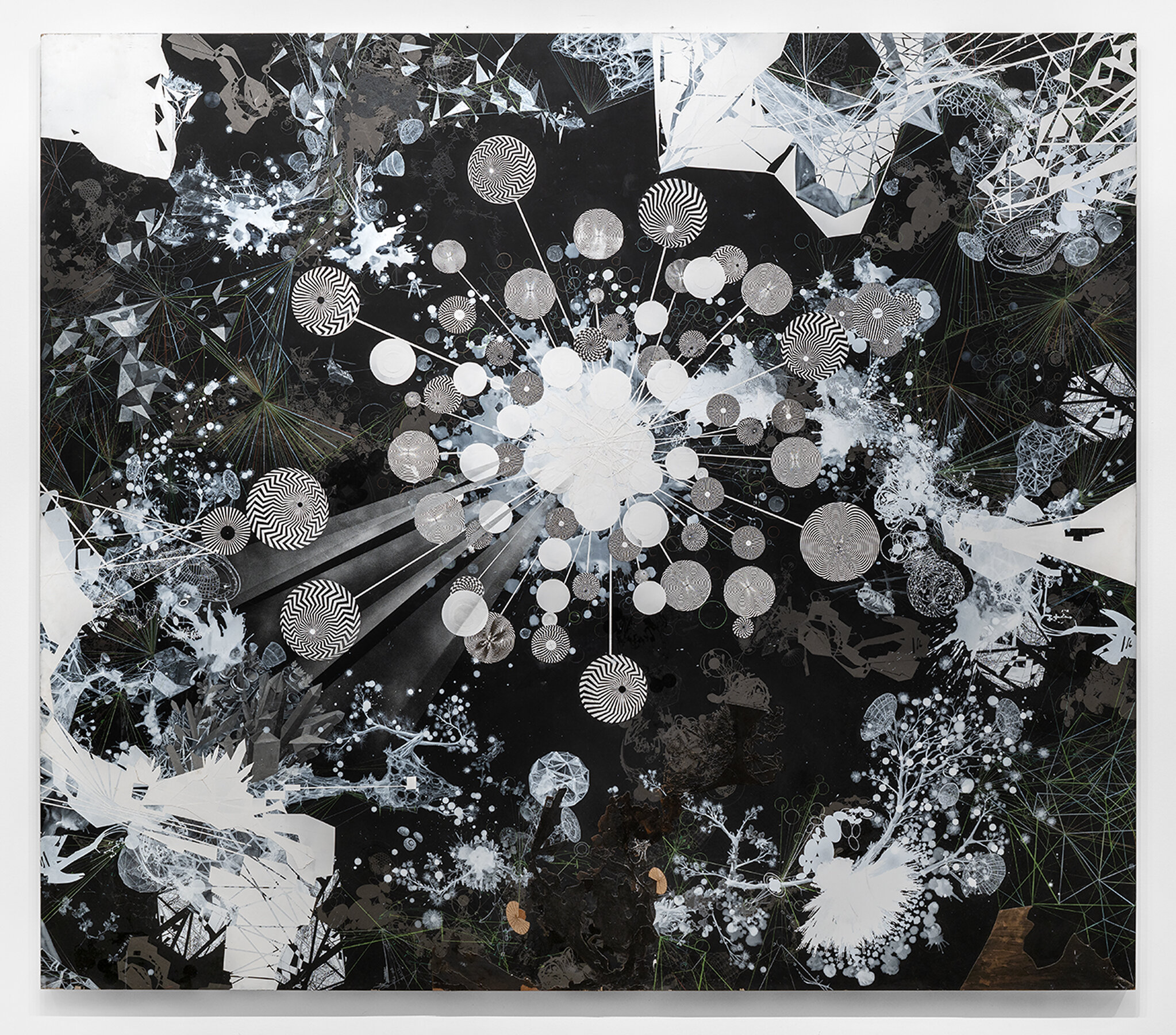   Tomas Vu    Time,  2016  Mixed media on wood panel  84 x 96 x 2 in      