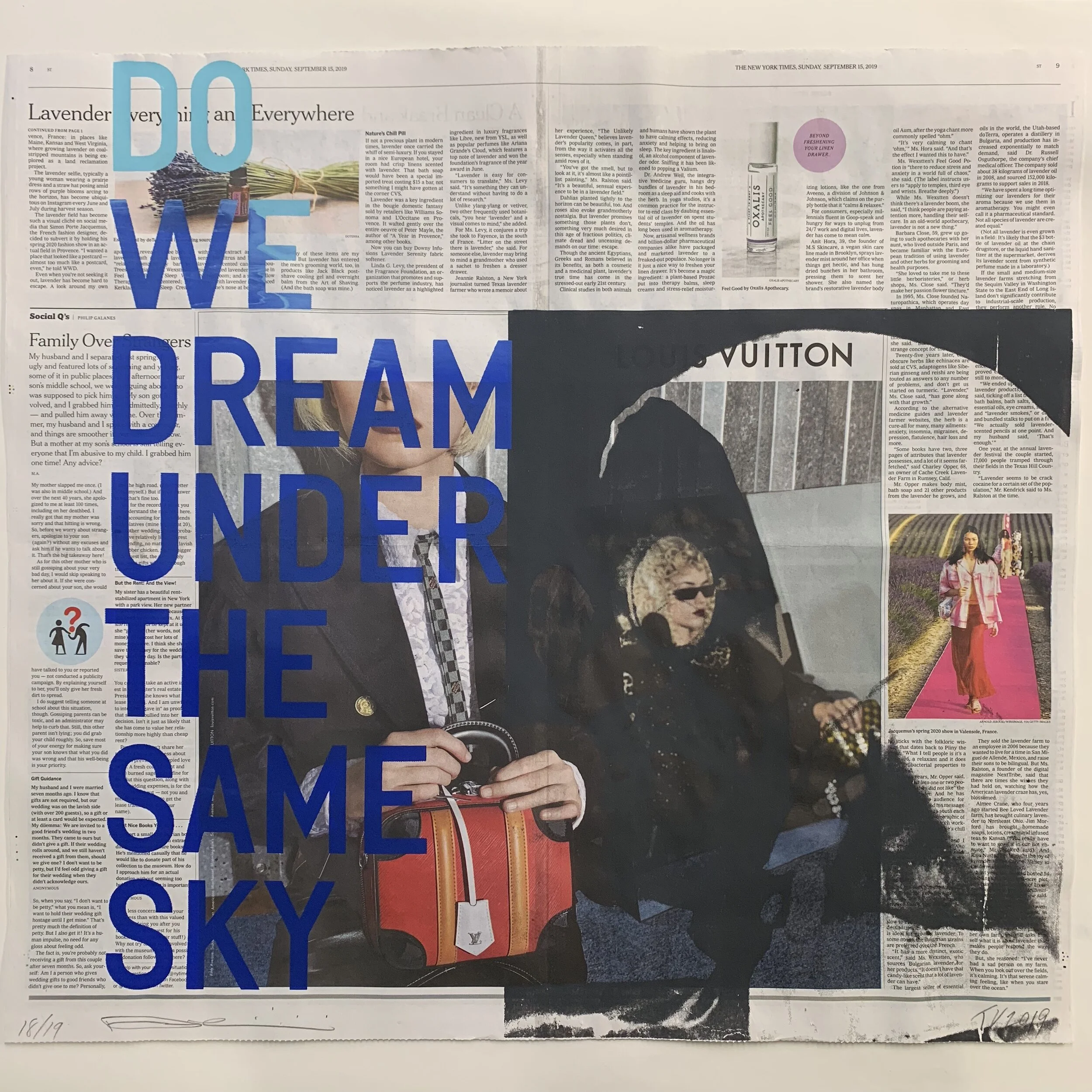   Rirkrit Tiravanija and Tomas Vu   Do We Dream Under The Same Sky  Silkscreen, pigment, clay and newspapers. 22 x 24 inches 