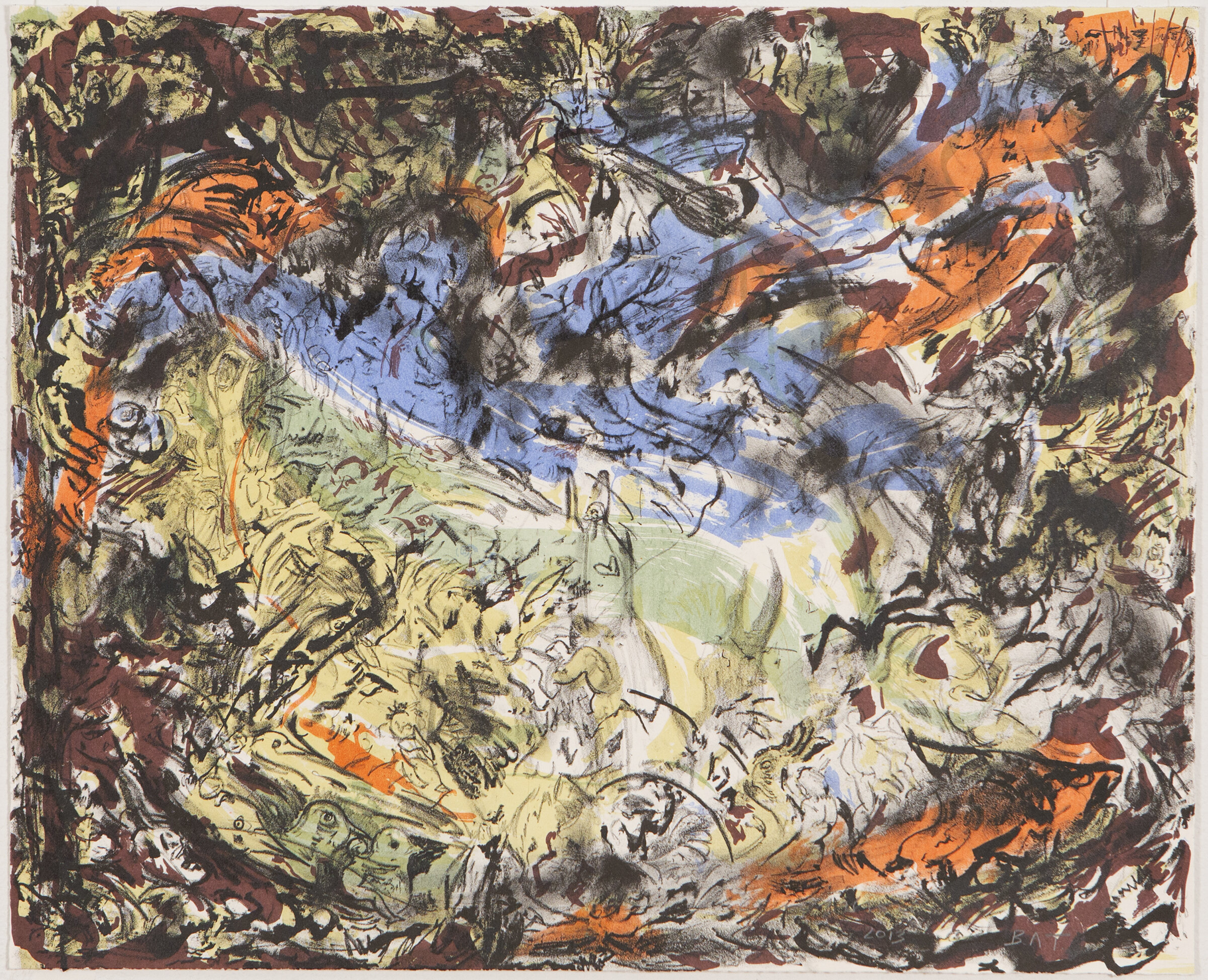   Cecily Brown   What the Shepherd Saw , 2013 Stone and offset lithograph 15 1/2 x 19 inches Edition of 44 