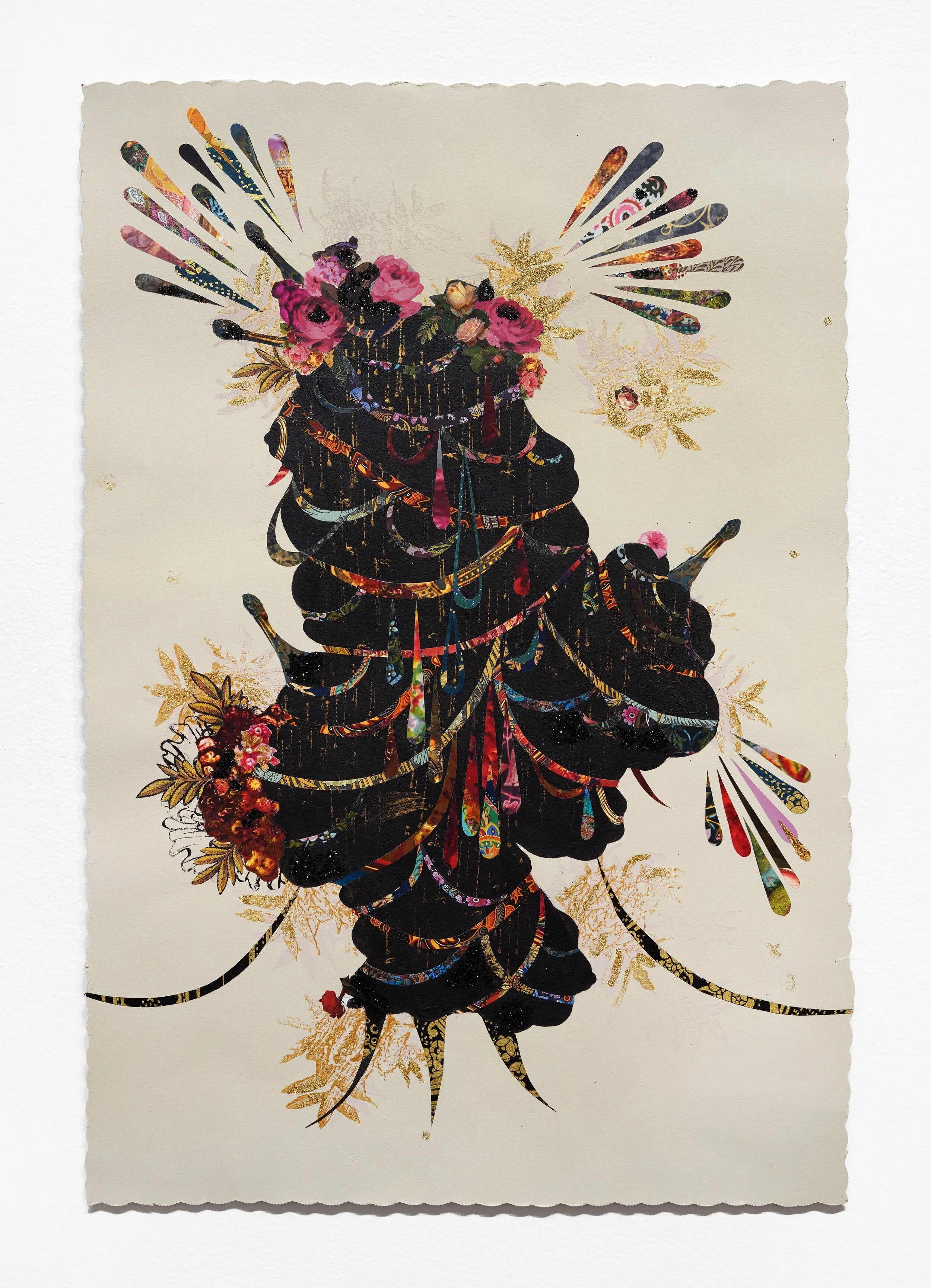   Vickie Pierre   My Seven Sisters (Maia),  2020 Acrylic, collage, and glitter on Rives BFK 22 x 15 inches 