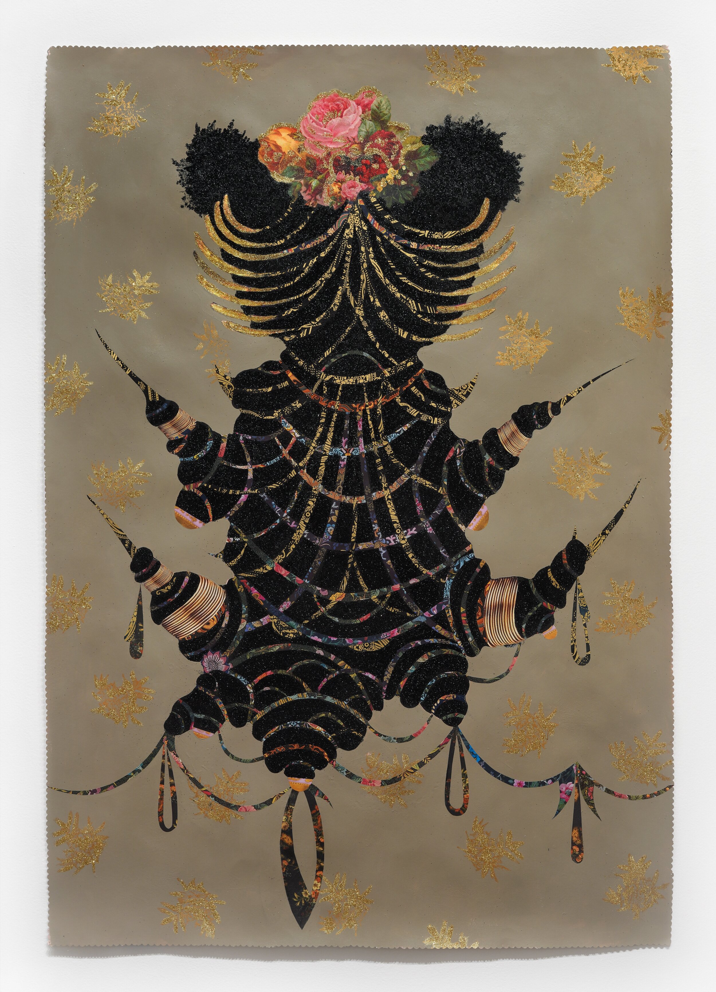 Vickie Pierre Sleepwalker, Where Do you Belong?, 2020 Acrylic, collage, and glitter on paper 43 x 30 inches