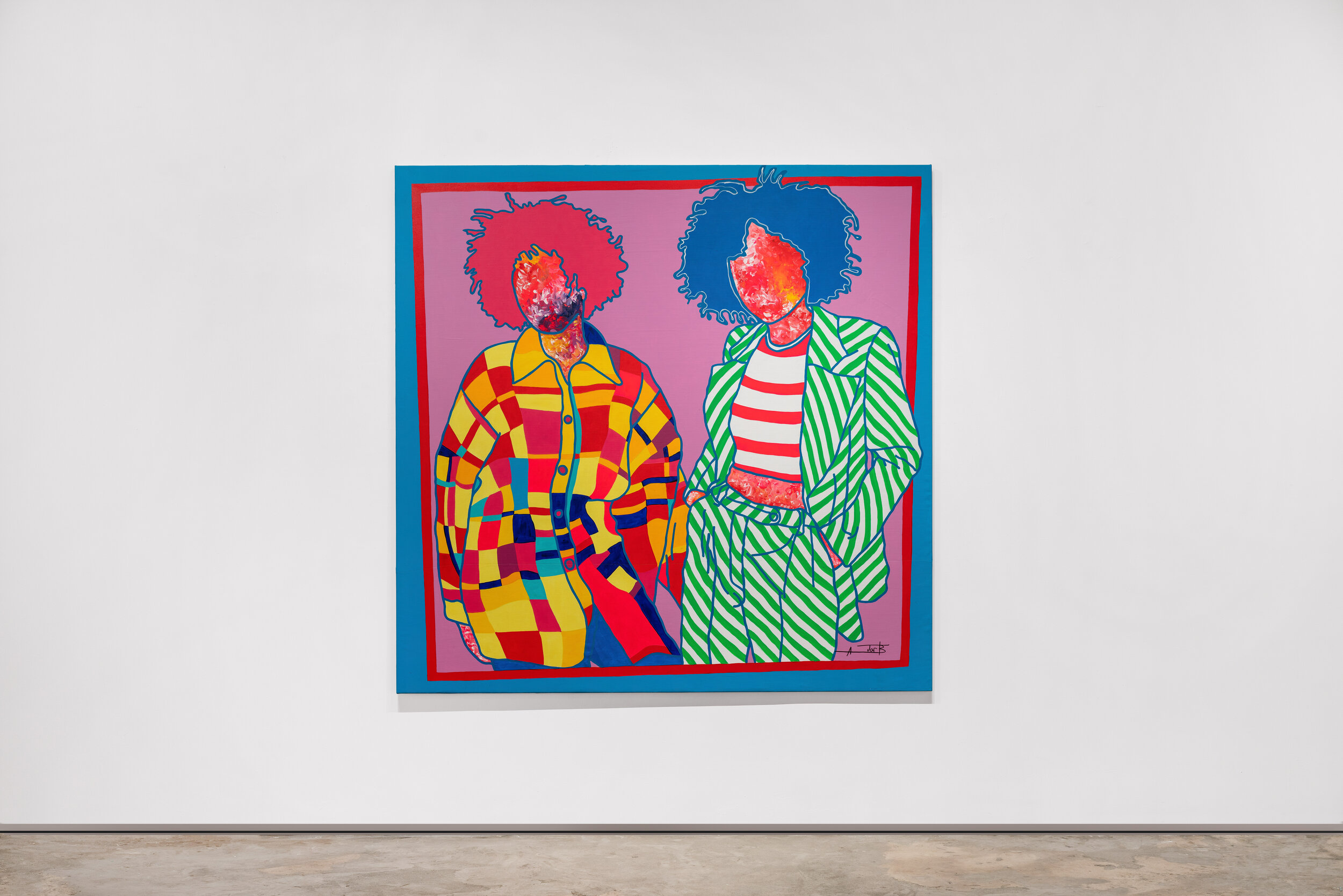   Ajarb Bernard Ategwa   Julia.Dalia , 2021 Acrylic on canvas 78 x 78 inches 