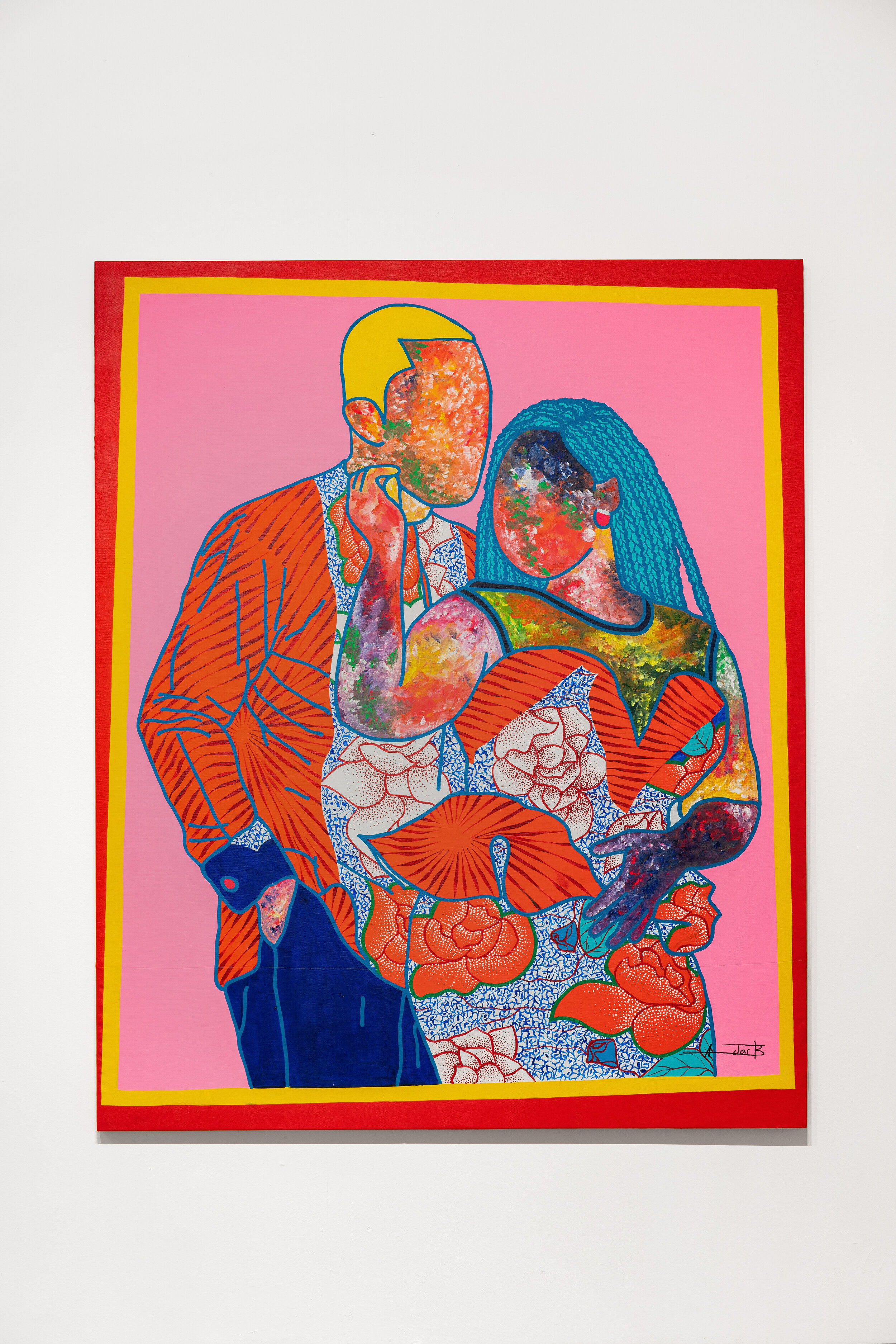   Ajarb Bernard Ategwa   The New Couple , 2021 Acrylic on canvas 78 x 62 inches 