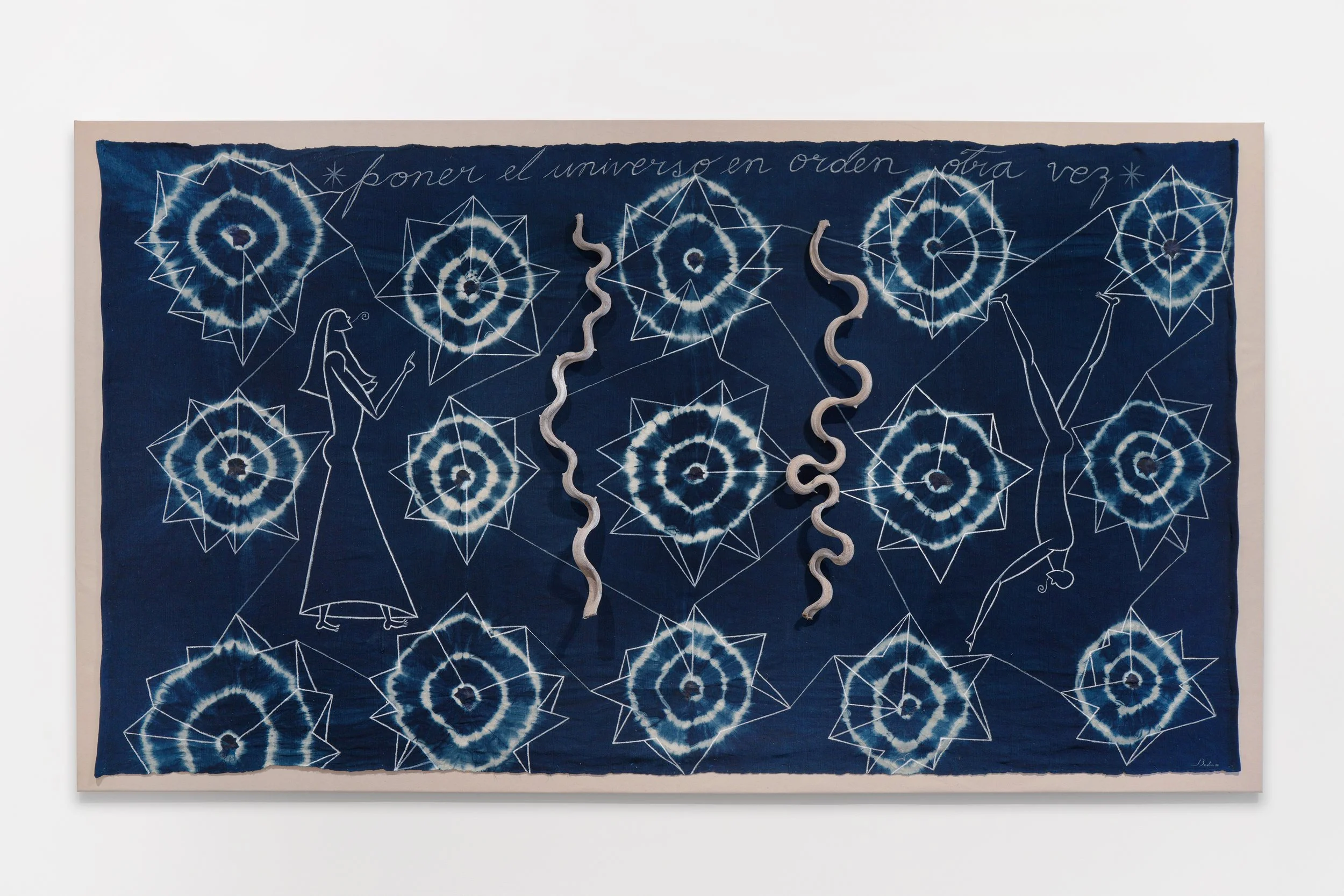   José Bedia   Poner el Universo en Orden Otra Vez , 2020 Acrylic on Handmade Weaving 62 x 110 inches   