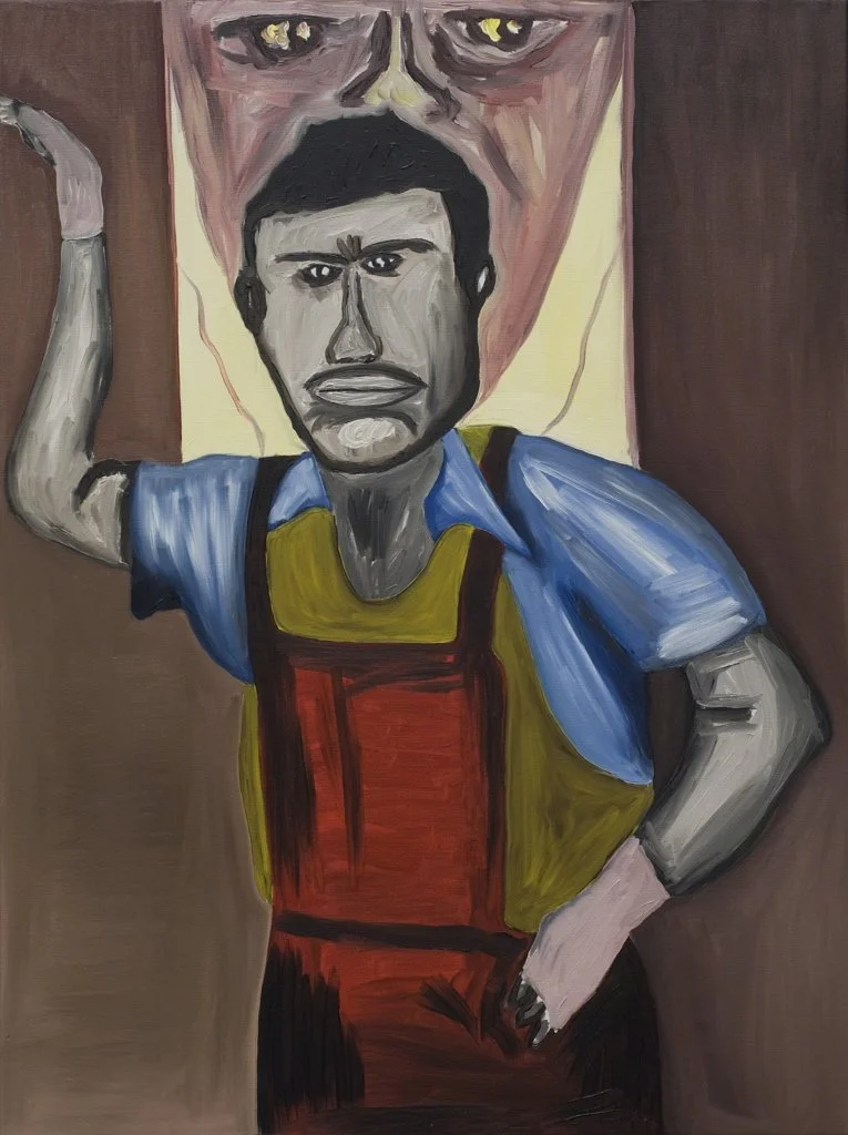   Rafael Ferrer   El Campeón , 1981 Oil on canvas 40 x 30 in 101.6 x 76.2 cm   