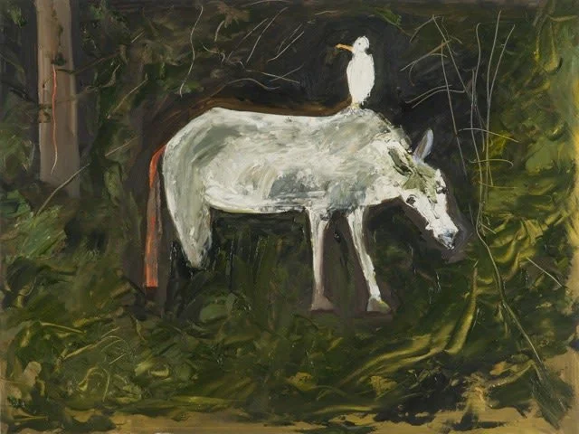   Rafael Ferrer   Caballo y Garza , 2015 Oil on cradled board 18 x 24 in 45.7 x 61 cm 