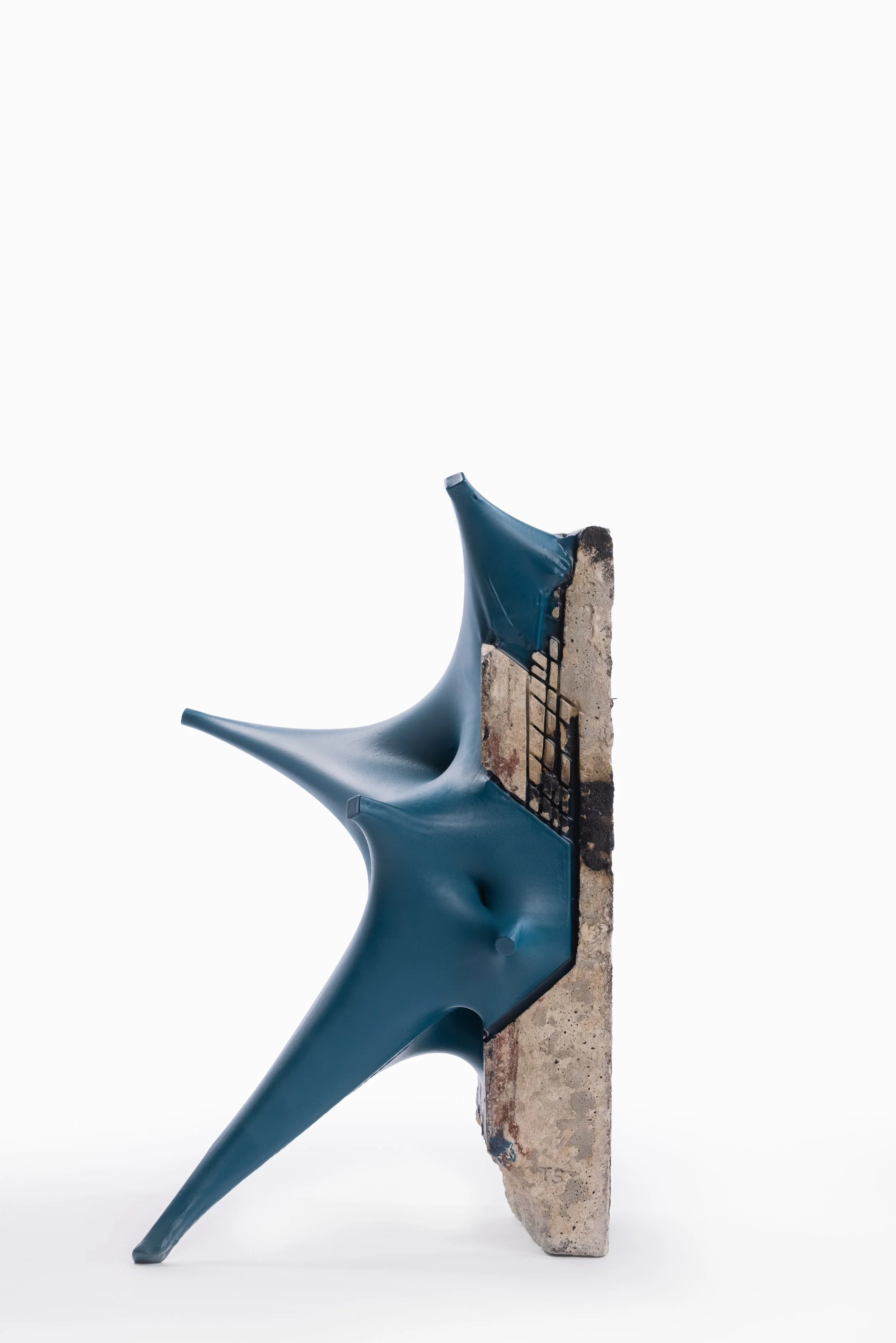   Troy Simmons    BLOOM 4 (LOST CIVILIZATIONS ), 2015    18 x 30 x 17 inches  Salvaged concrete block, Acrylic mix, Spray paint steel     
