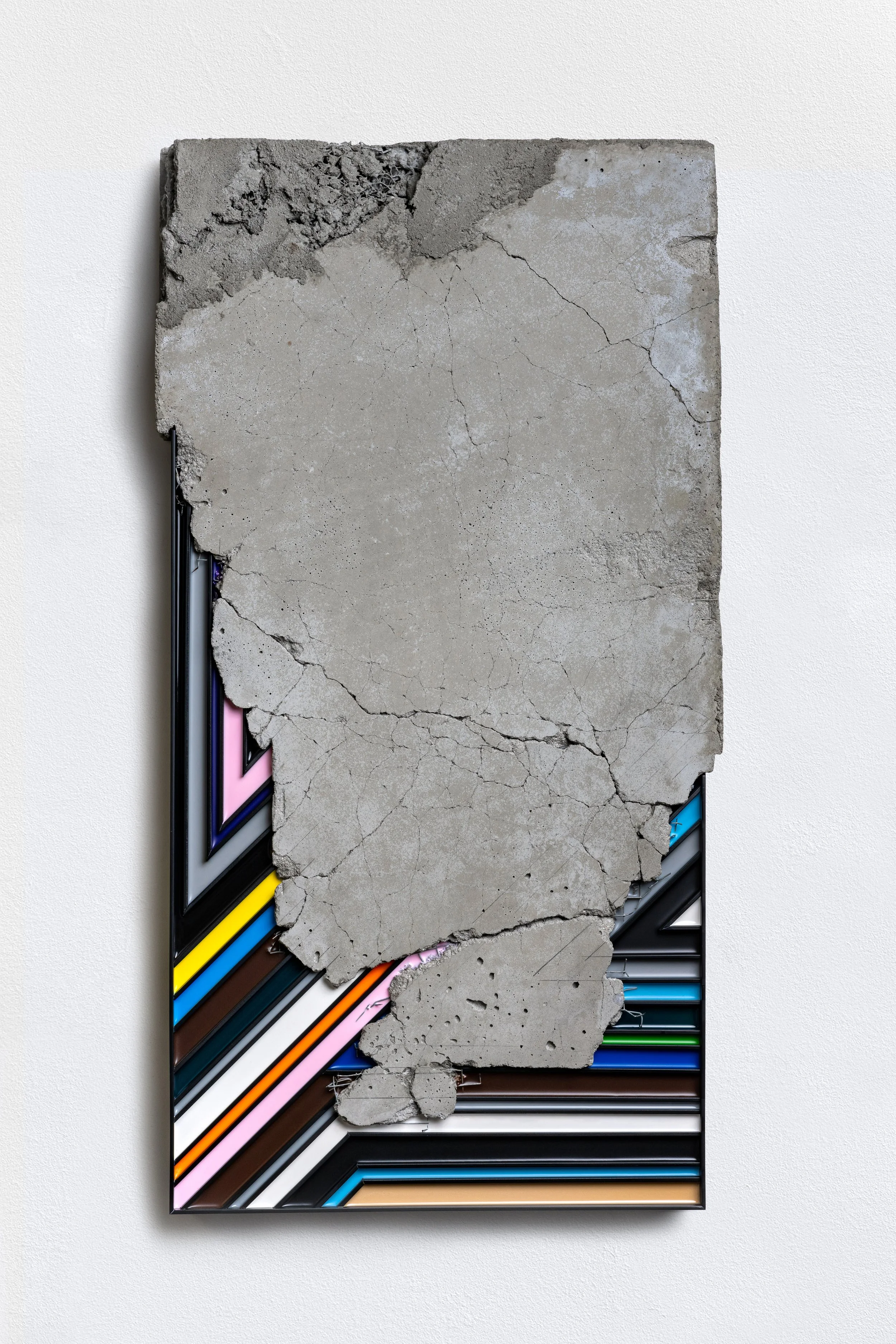   Troy Simmons   Untitled 121 (Perception Series) , 2021 Concrete, Steel, Acrylic, Aluminum 13 x 30 x 3 Inches 