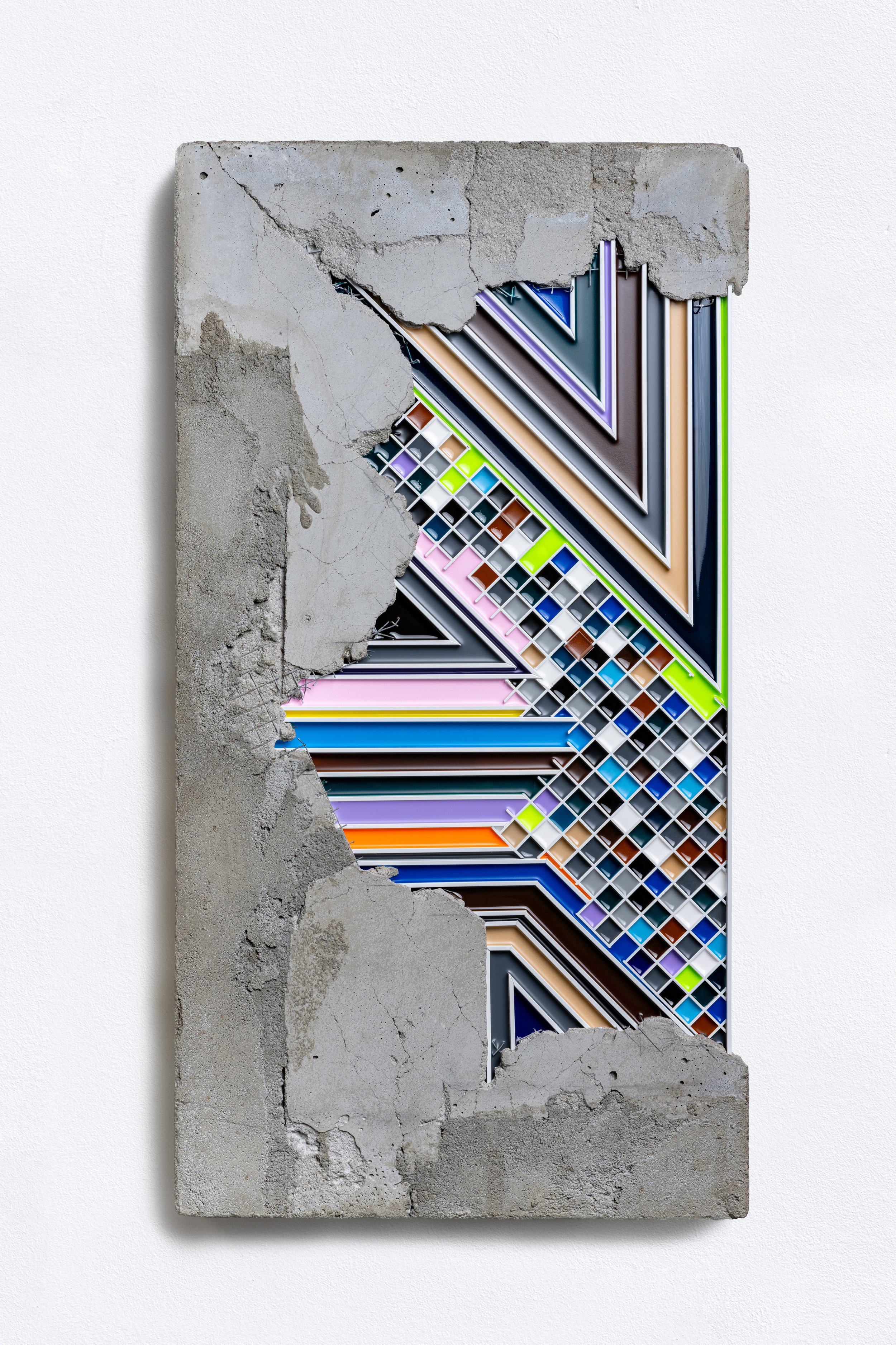   Troy Simmons   Untitled 221 (Perception Series) , 2021 Concrete, Acrylic, Aluminum, Wood 30.5 x 16.5 x 3 Inches 