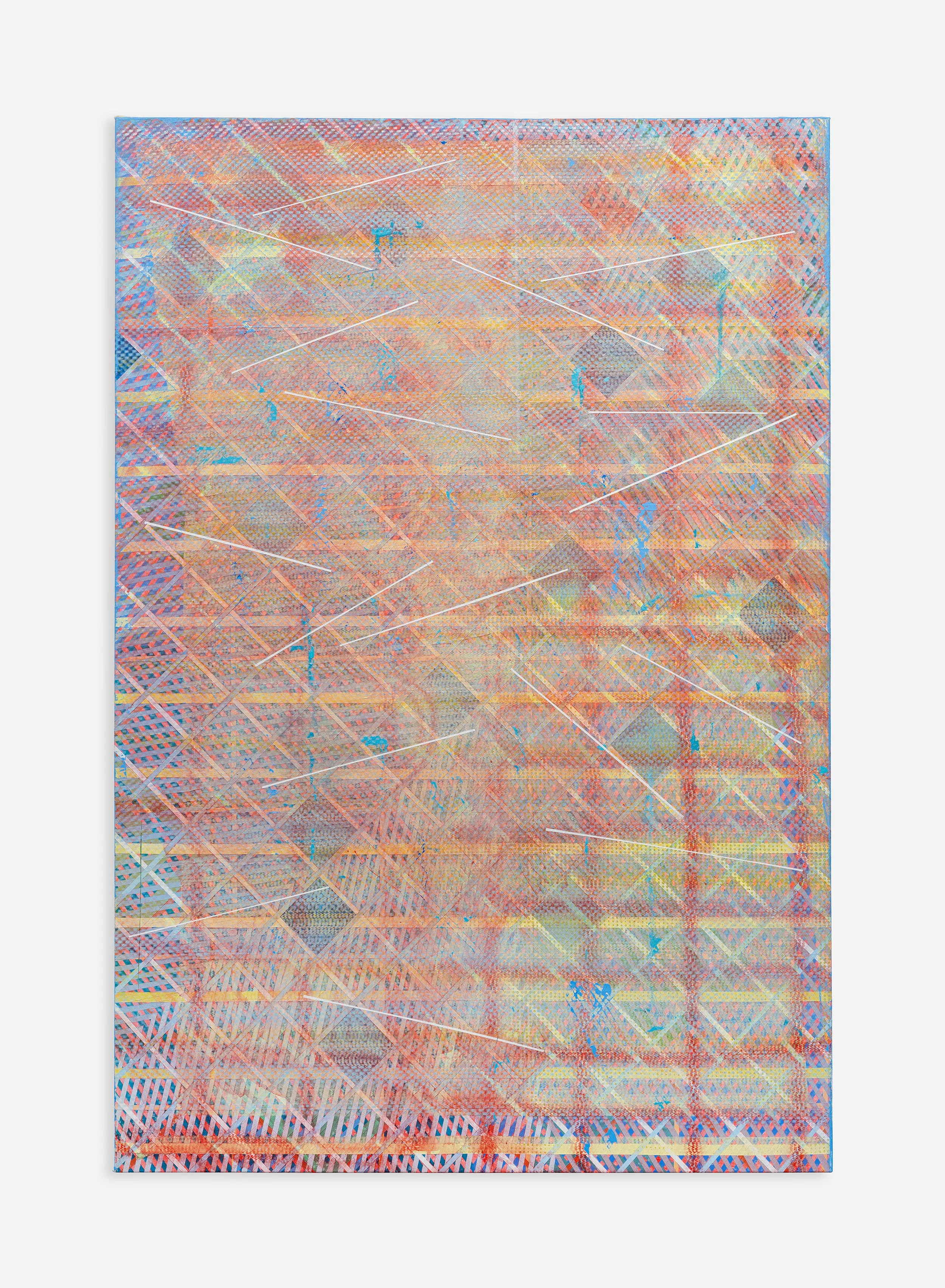   Kelley Johnson   searching through a moment , 2023 Acrylic and flashe on canvas 50 x 34 in 127 x 86.4 cm   