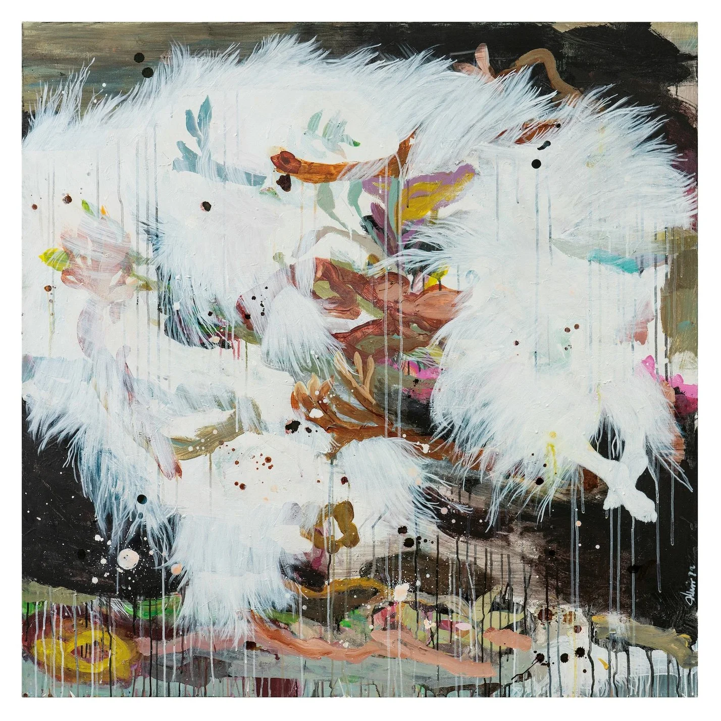   Marielle Plaisir   Strange fruits VIII , 2022 Mixed media on canvas  48 x 48 inches 