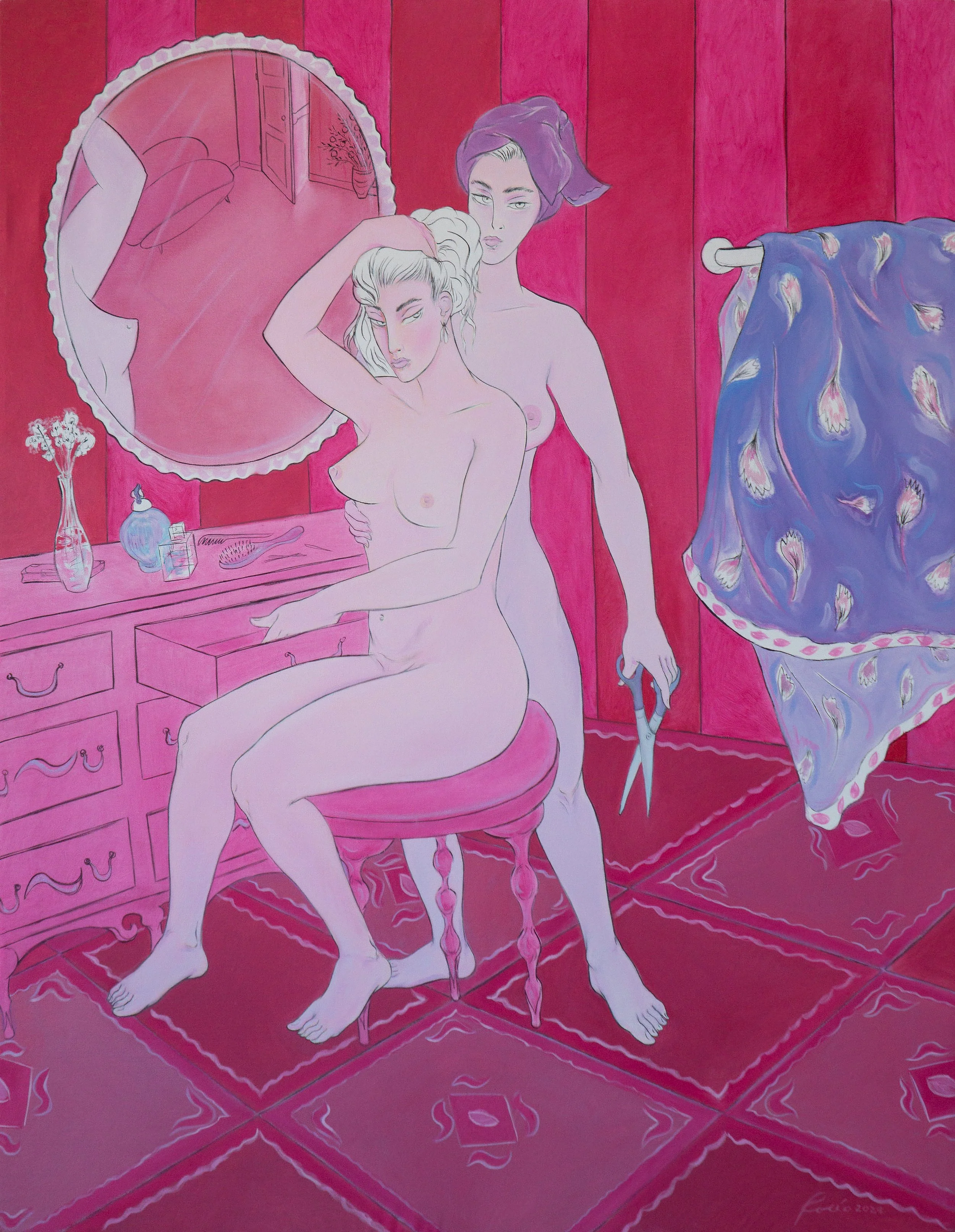   Rocío García   ALGUIEN VIENE , 2024 Oil on canvas 70 7/8 x 55 1/8 in 180 x 140 cm 