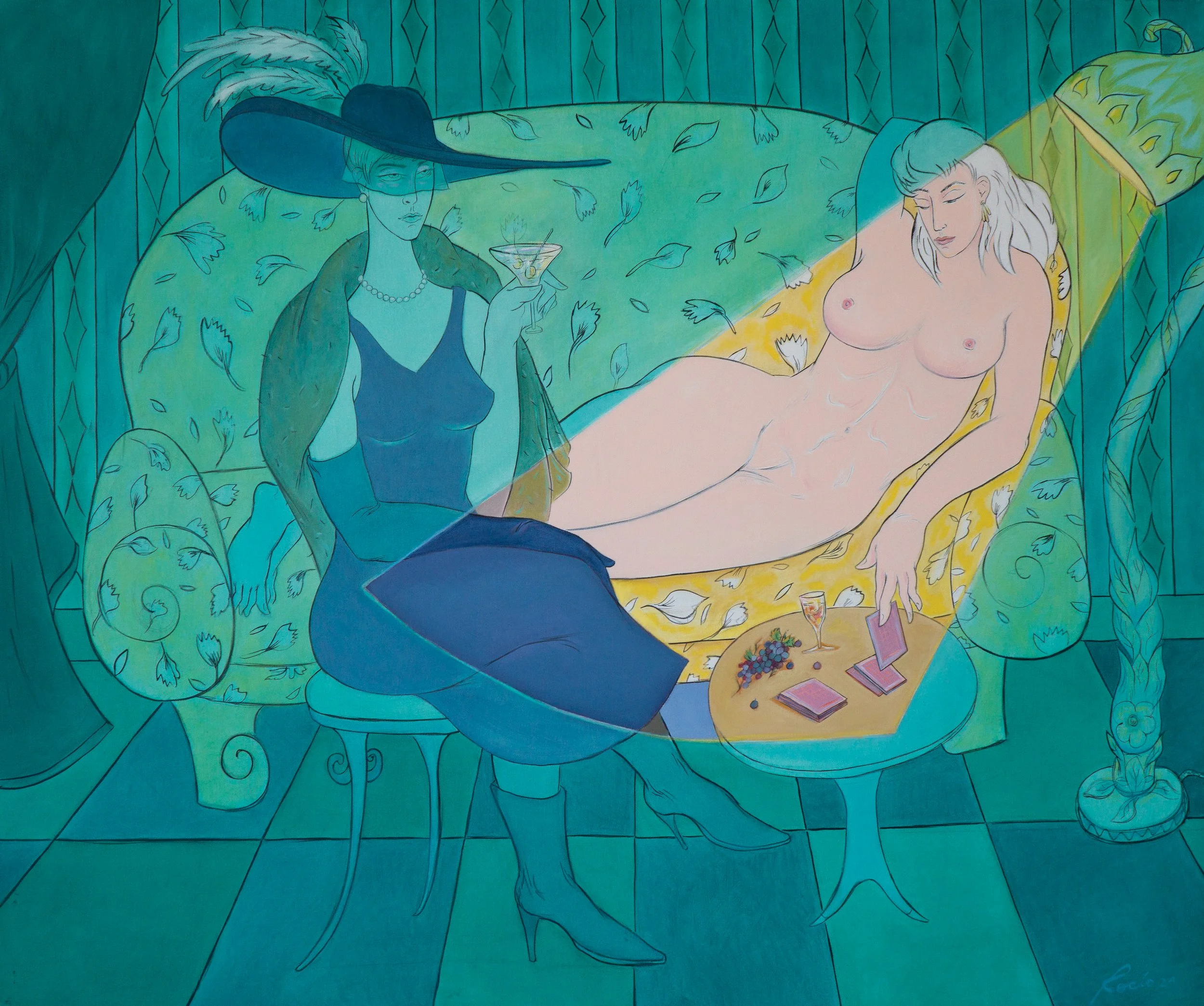   Rocío García   STRIP POKER , 2024 Oil on canvas 59 x 70 7/8 in 150 x 180 cm 