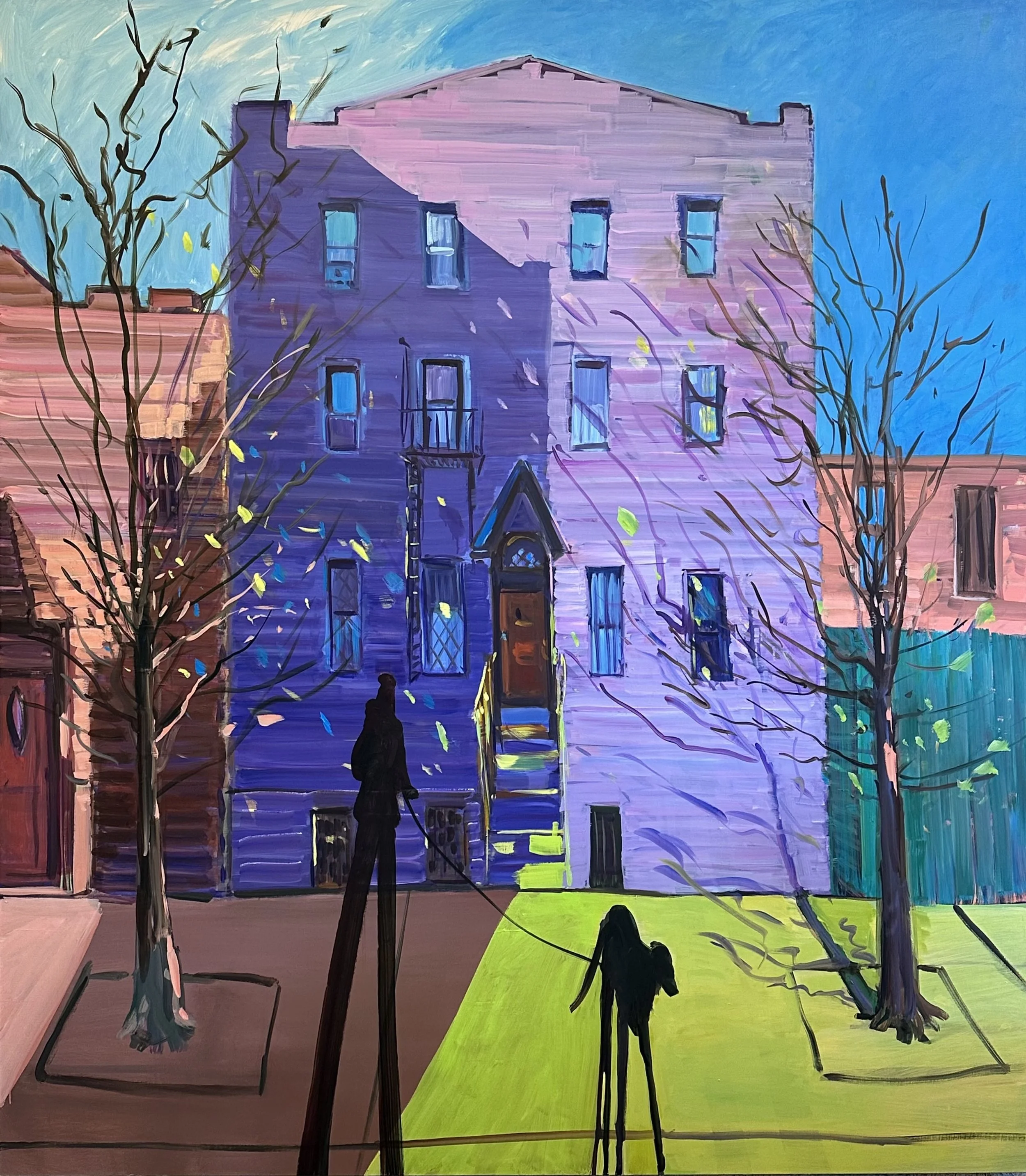   Deborah Brown   Lime Sidewalk,  2024 Oil on canvas 80 x 70 inches 