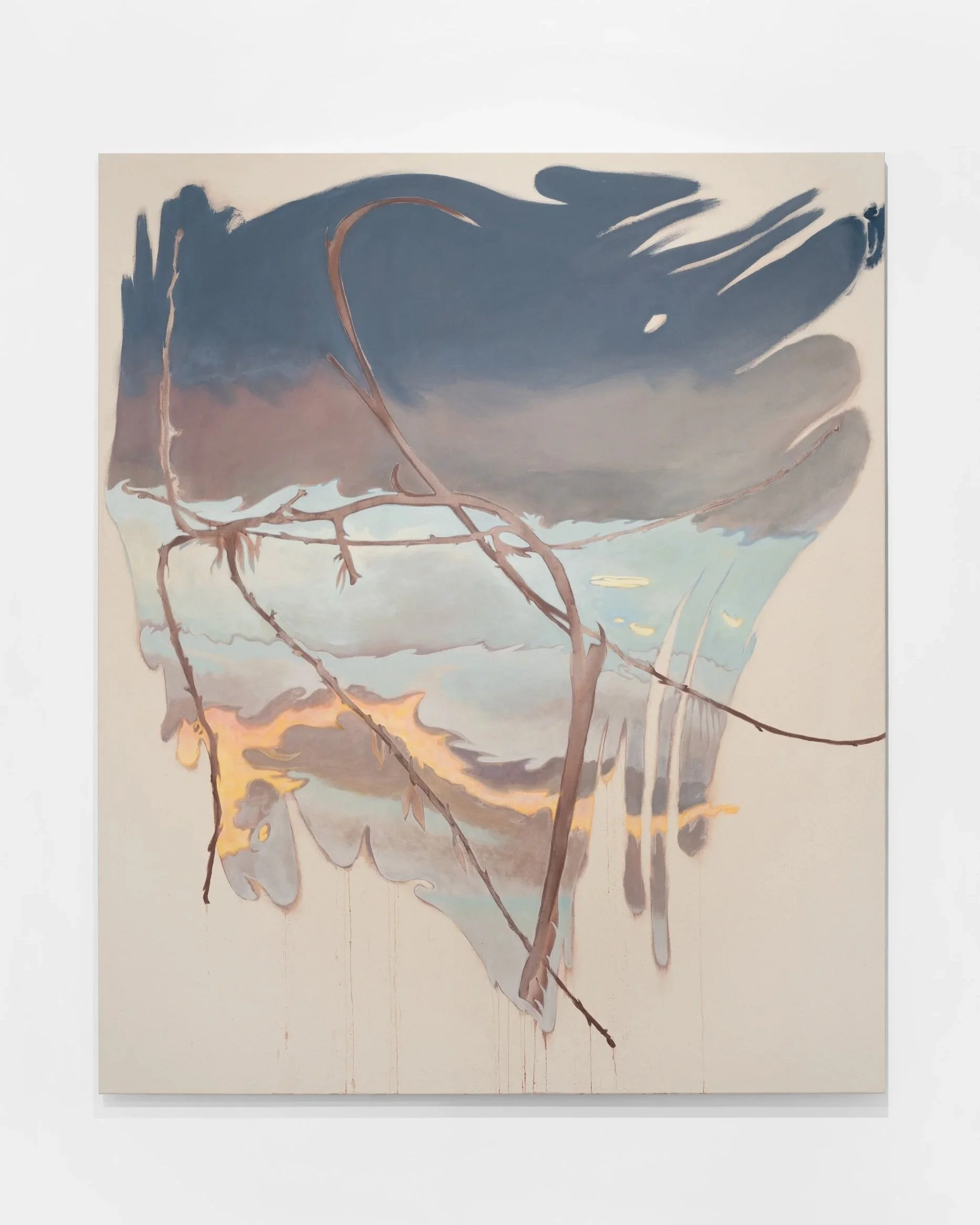   Noah Cribb   Arrangement of Momentum, Rene led me to the eternal flame , 2025 Acrylic on canvas 74 1/2 x 62 3/4 in 189.2 x 159.4 cm 