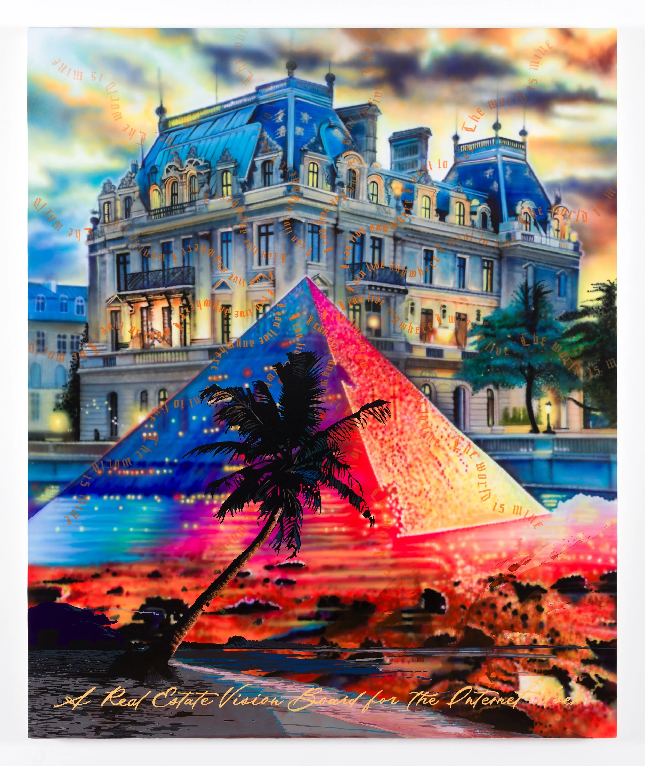   Raúl Cordero   A Real Estate Vision Board for The Internet User , 2024 Acrylic on canvas 68.875 x 57.125 in 175 x 145 cm 