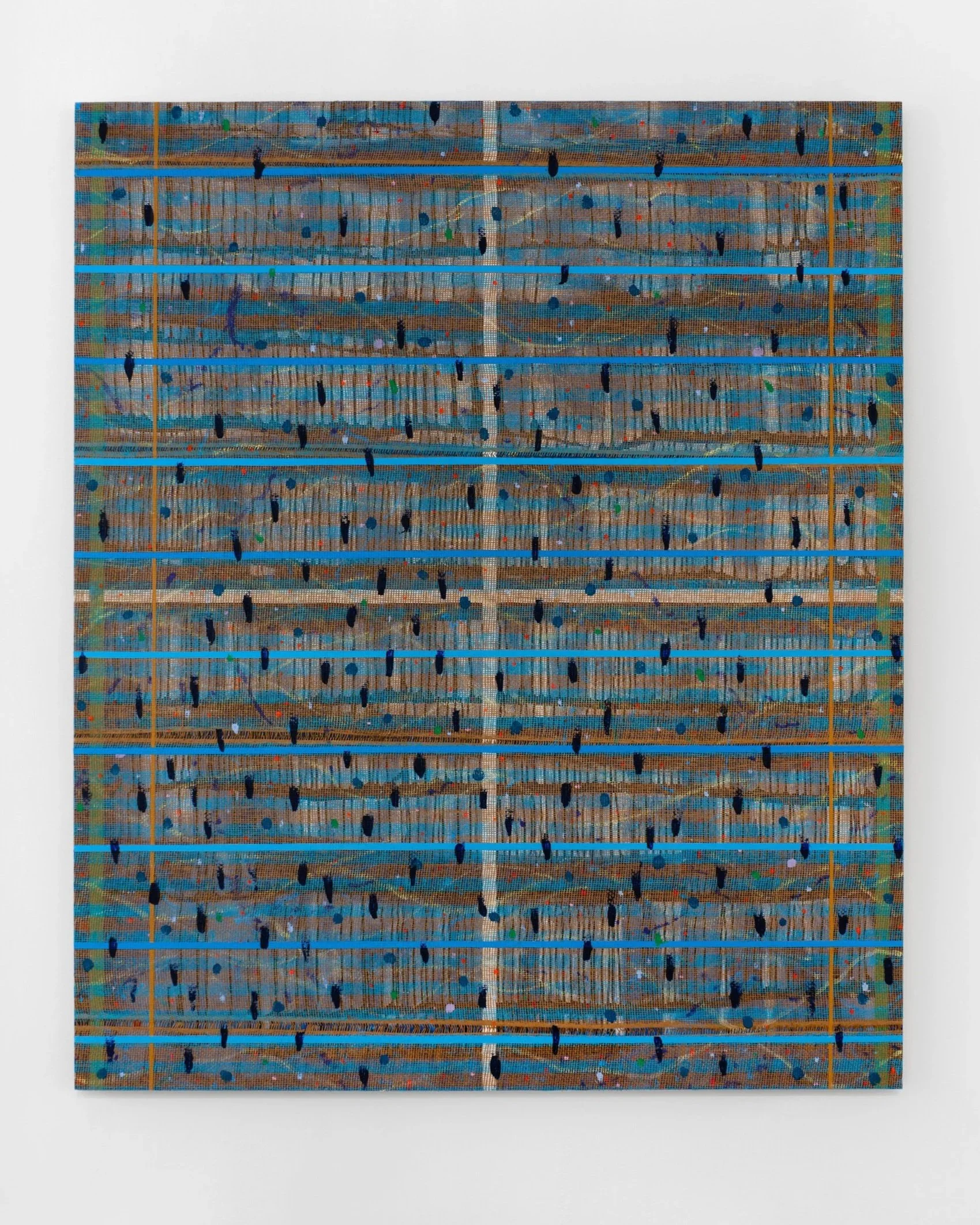   Kelley Johnson   Float/Night , 2025 Acrylic, flashe, glitter, burlap on panel 72 x 60 in 182.9 x 152.4 cm 
