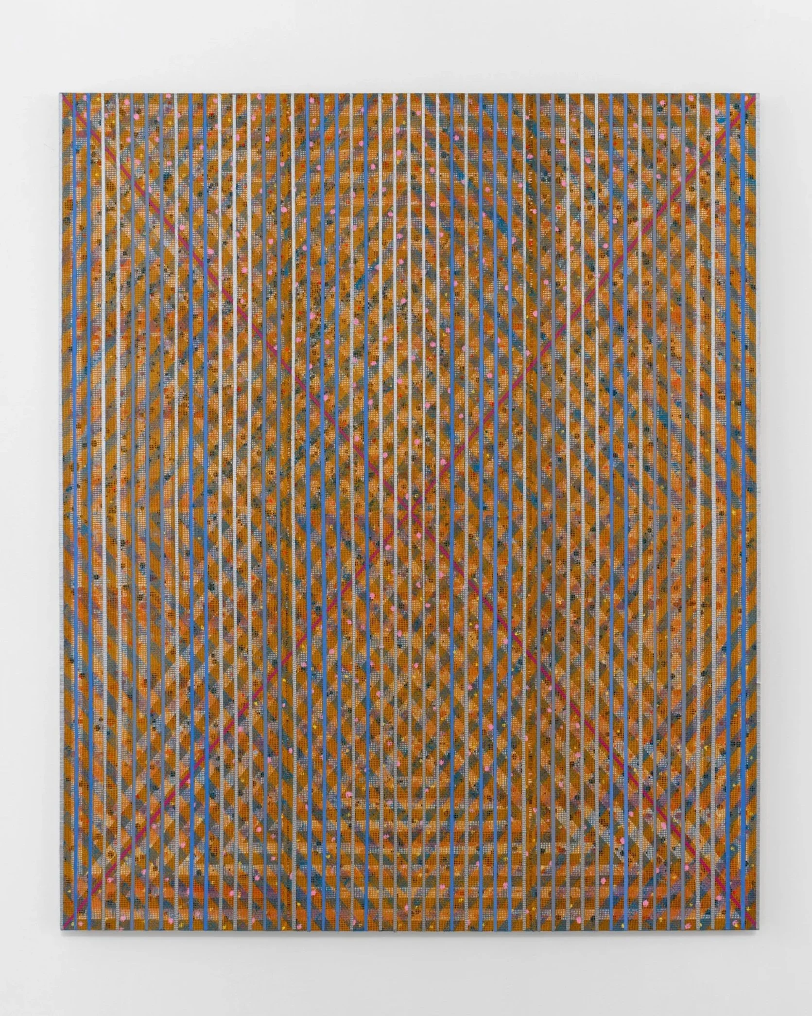   Kelley Johnson   Flickering/ Humming , 2025 Acrylic, flashe, burlap on panel 72 x 60 in 182.9 x 152.4 cm 