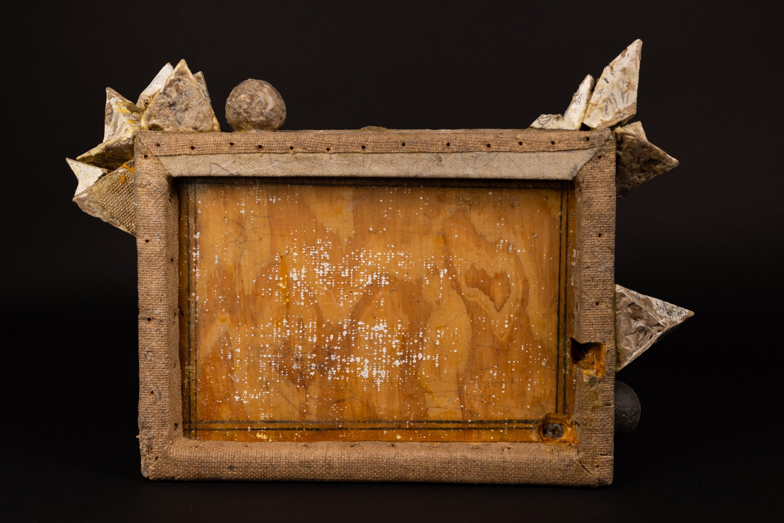   Salvatore La Rosa  Untitled (Backview), N.D. Oil and mixed media assemblage on canvas over wood panel 16 x 11 x 3 1/2 in 40.6 x 27.9 x 8.9 cm 