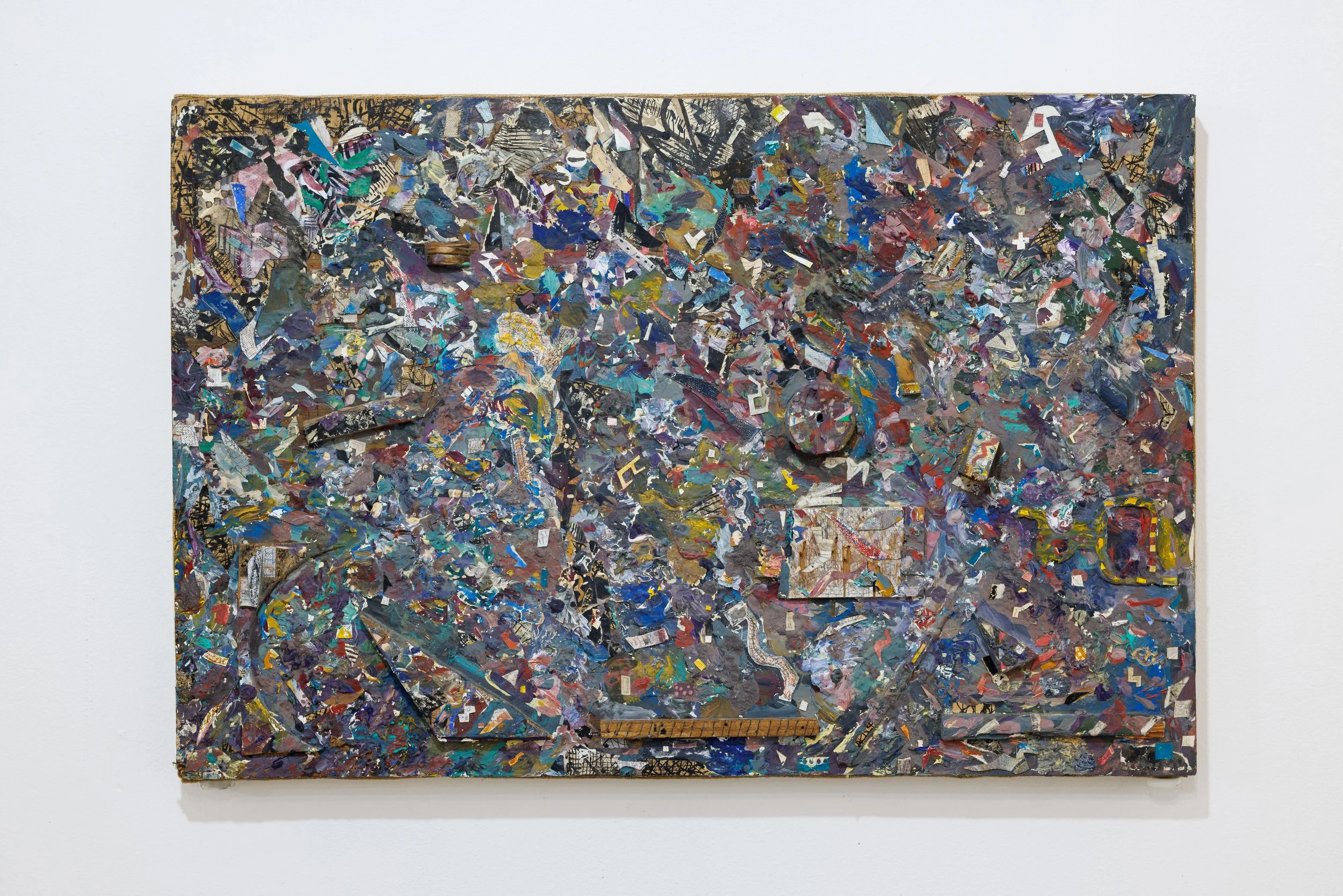   Salvatore La Rosa   Untitled #10 , 2020 Oil and mixed media collage on canvas over wood panel 29 3/4 x 19 1/4 x 4 in 75.6 x 48.9 x 10.2 cm 