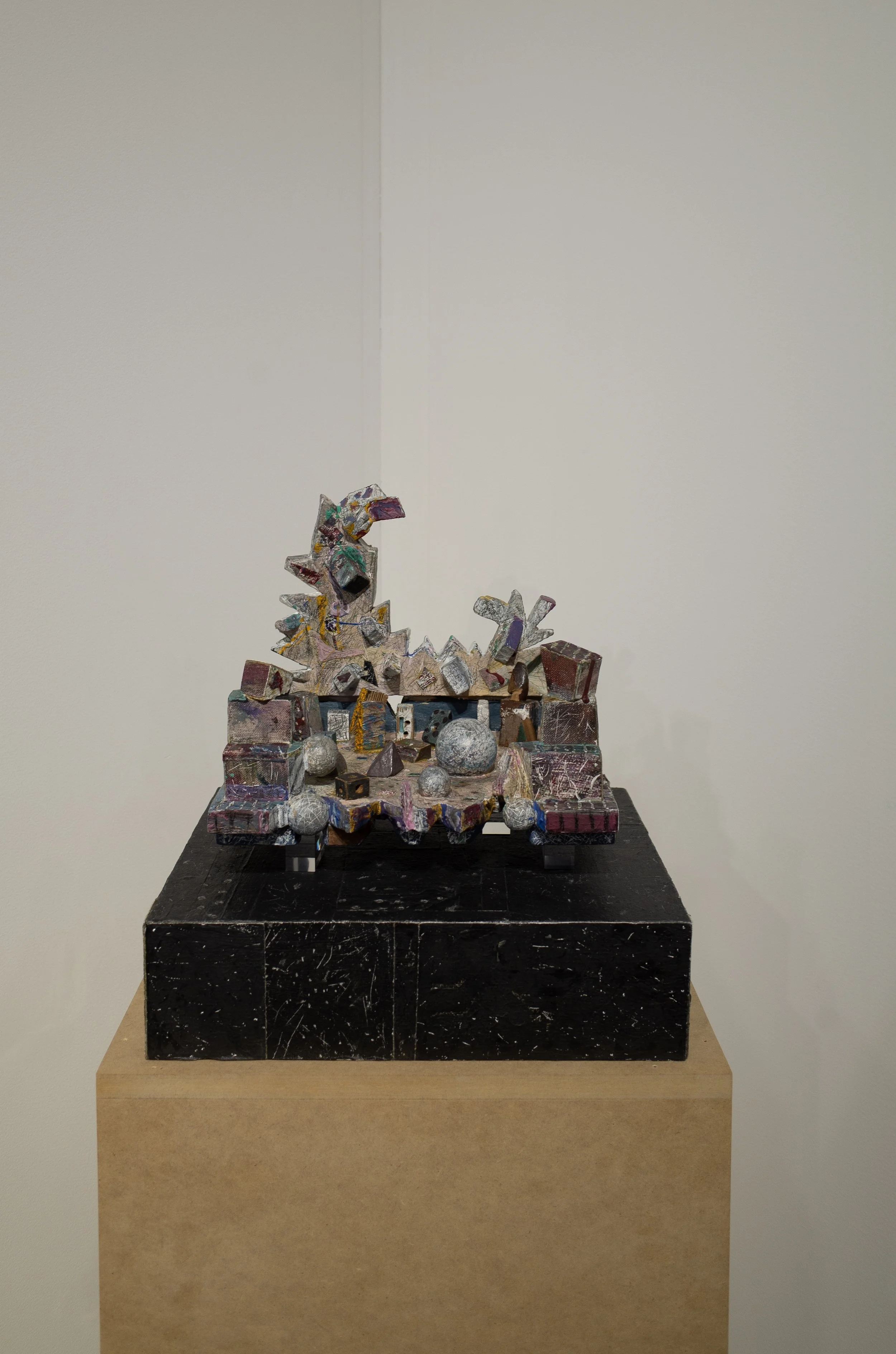   Salvatore La Rosa  Untitled , 2025 Oil and mixed media collage on canvas over wood structure 14 1/2 x 15 1/2 x 13 3/4 in 36.8 x 39.4 x 34.9 cm 