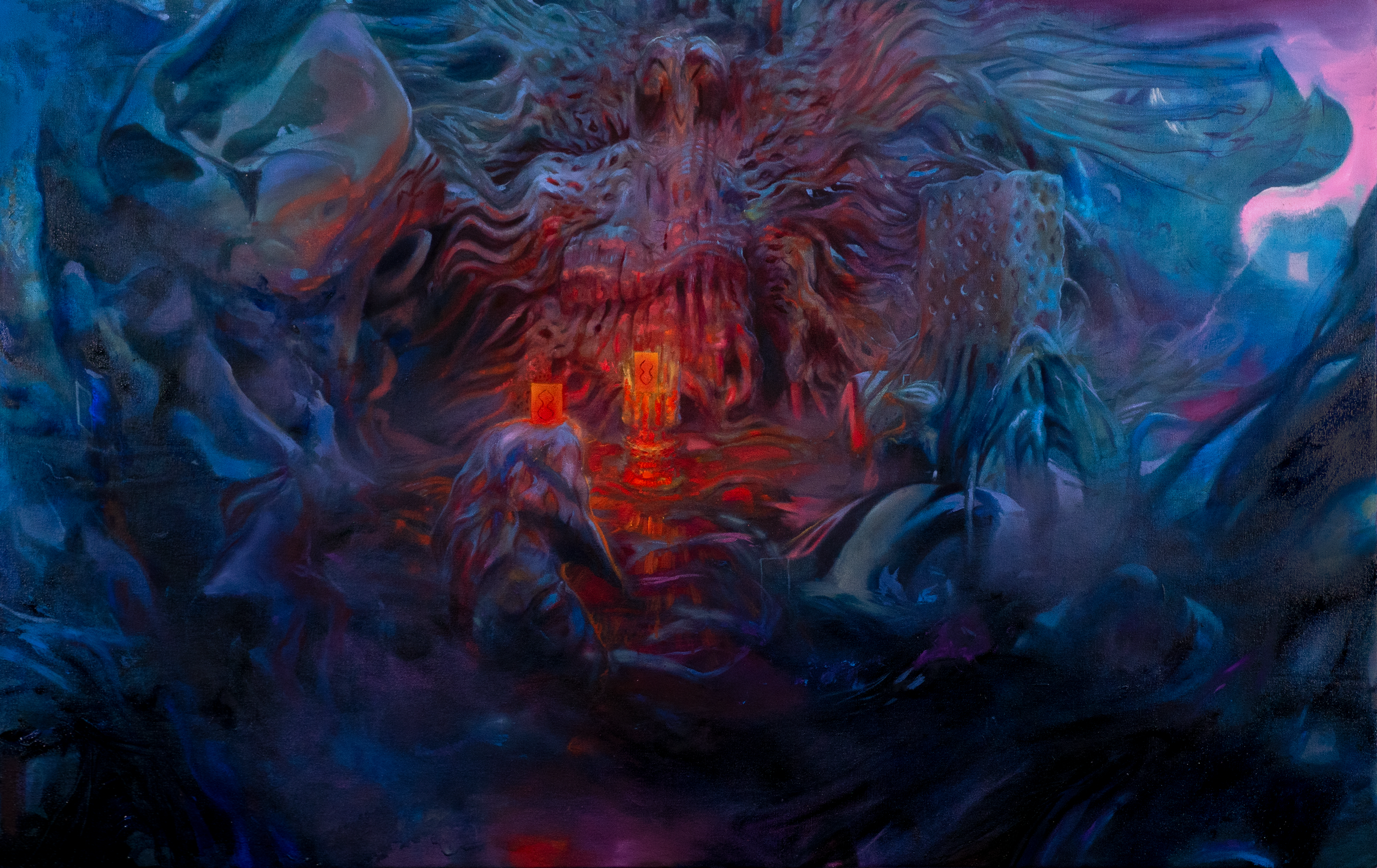   Leo Castañeda   Machine Mangrove Reveal , 2025 Oil and Acrylic on Canvas 30 x 48 in 76.2 x 121.92 cm 