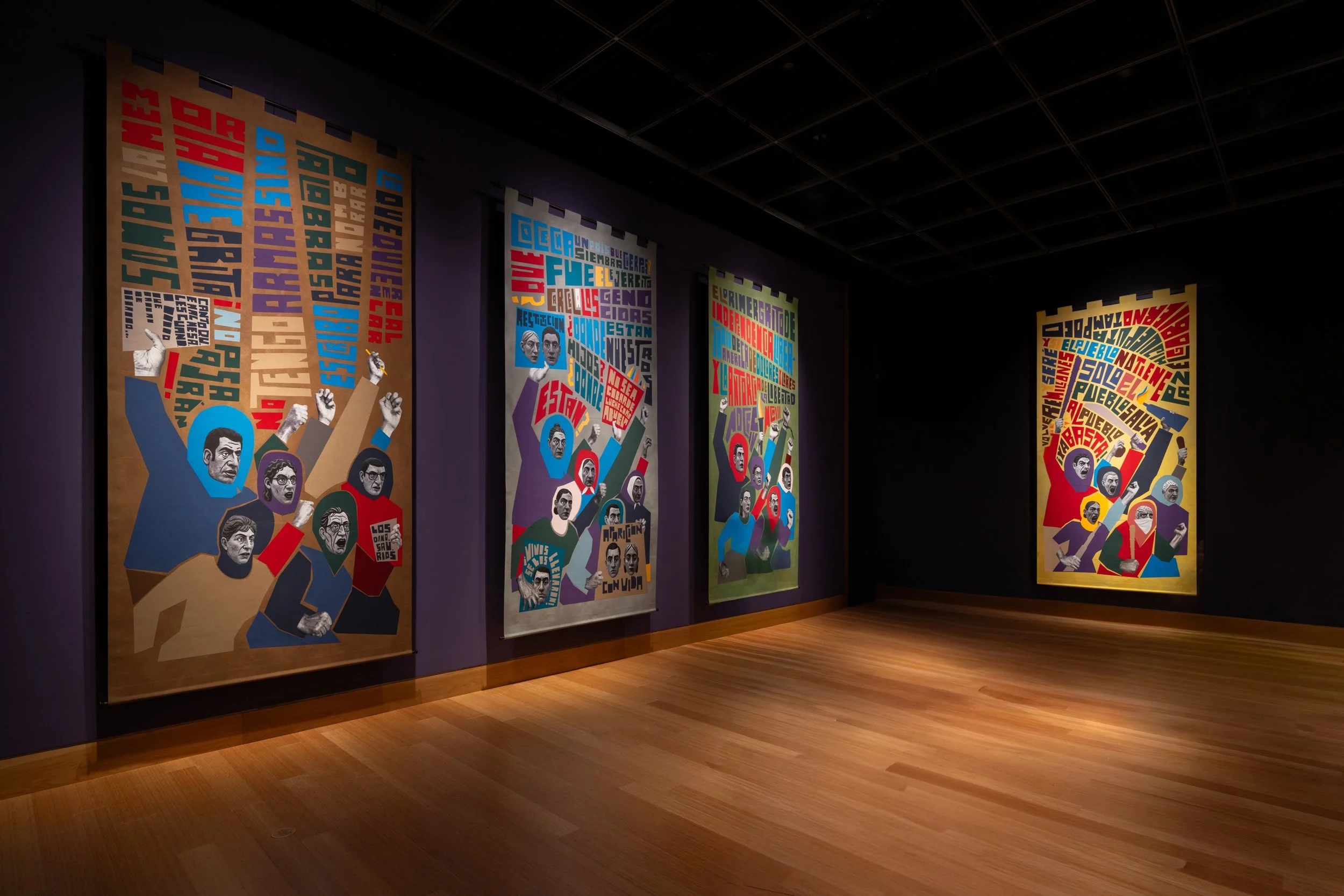  Edison Peñafiel LOS NADIES [ The Nobodies  ], 2025 Acrylic on canvas, fabric, wood 14.5’ x 7.5’  