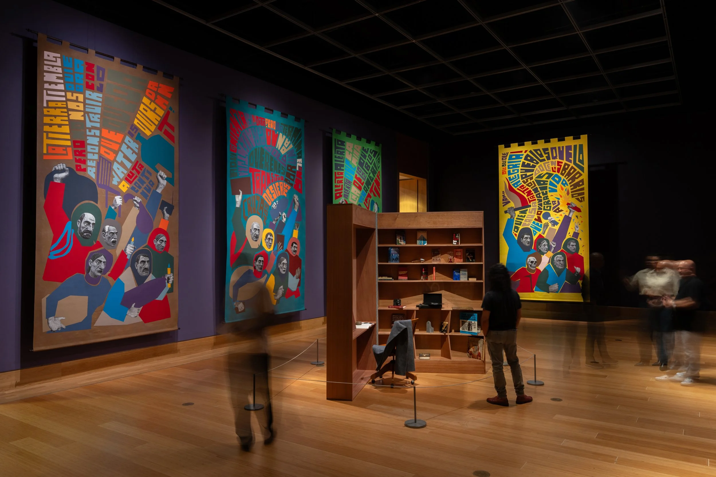  Edison Peñafiel LOS NADIES [ The Nobodies  ], 2025 Acrylic on canvas, fabric, wood 14.5’ x 7.5’ 