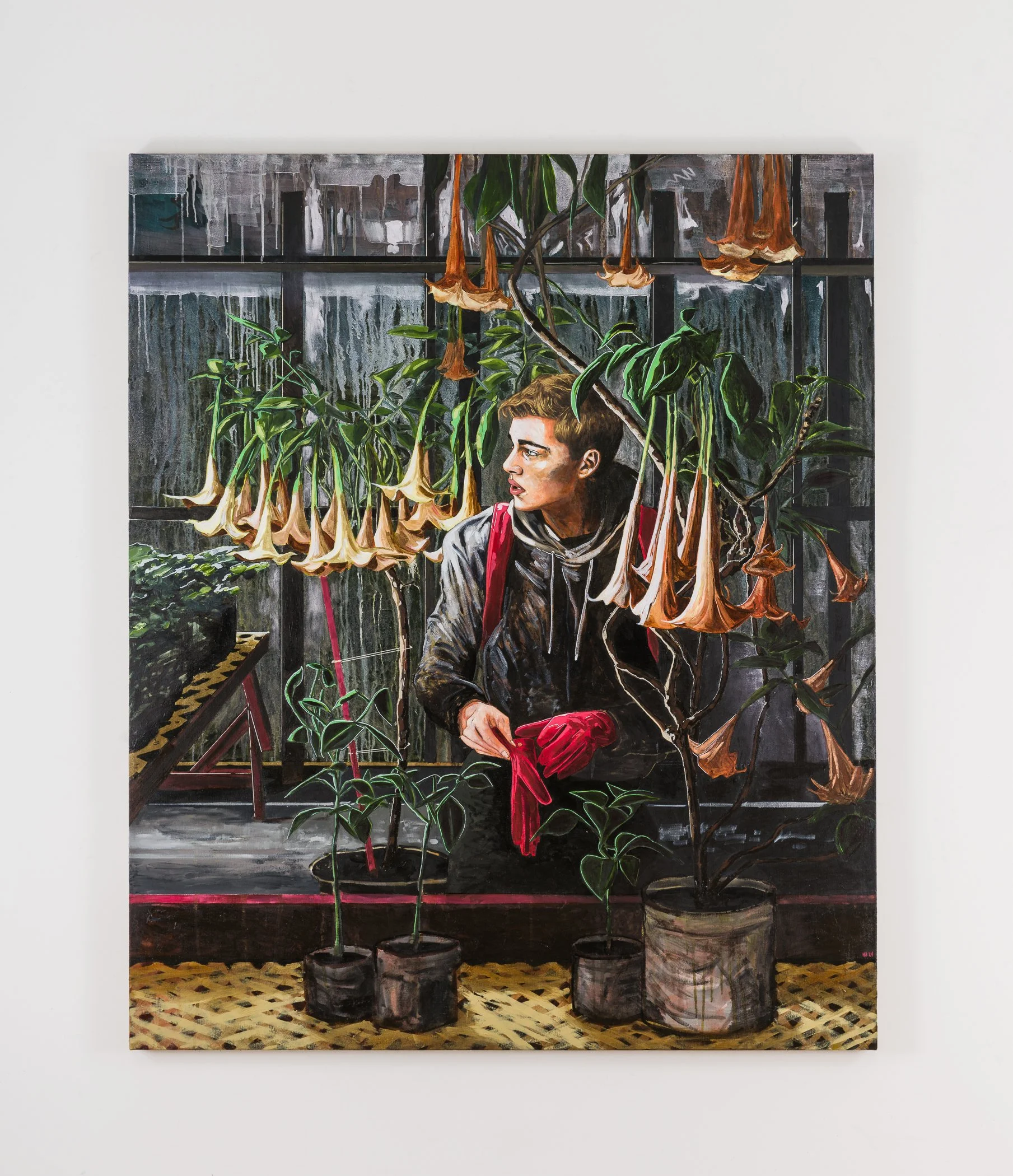   Hernan Bas   Stealing a trip , 2024 Acrylic on linen 72 x 60 in 182.9 x 152.4 cm 