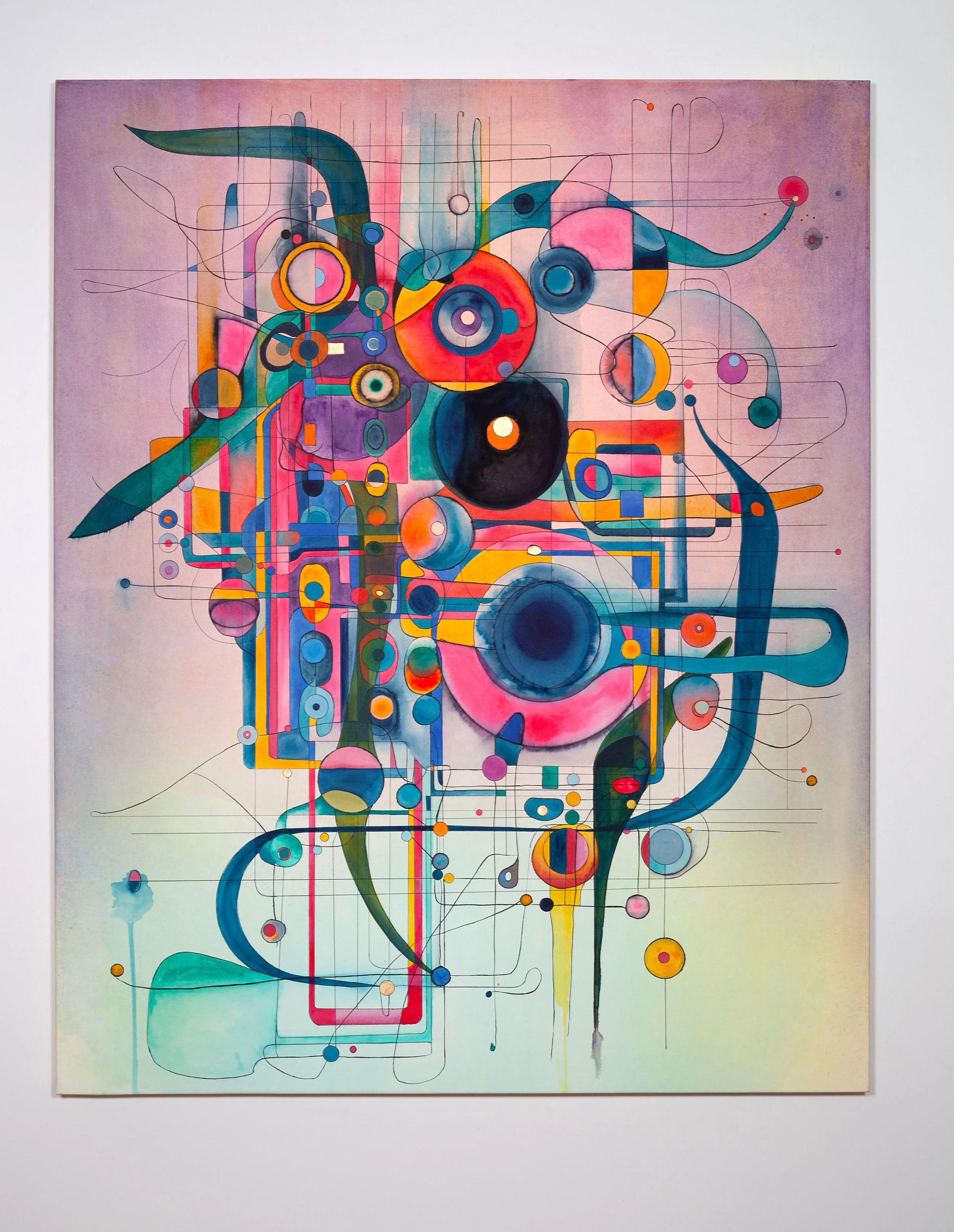   Luis Gispert   Alibis hang upside-down&nbsp; , 2025 Acrylic, ink on linen backed cotton rag&nbsp; 50 x 40 in 127 x 101.6 cm 