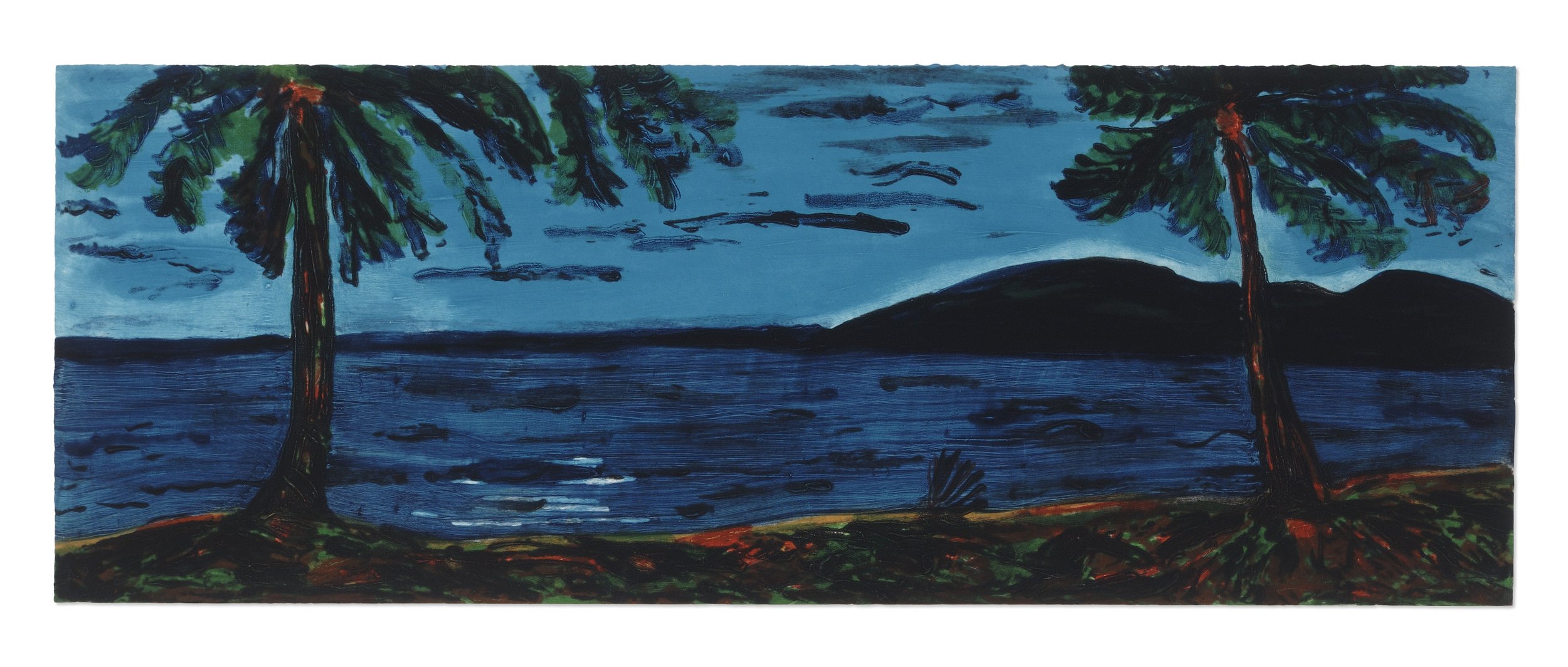   Rafael Ferrer   Azul , 1989 Carborundum collagraph 17 1/2 x 47 in 44.5 x 119.4 cm Edition 23 of 25 