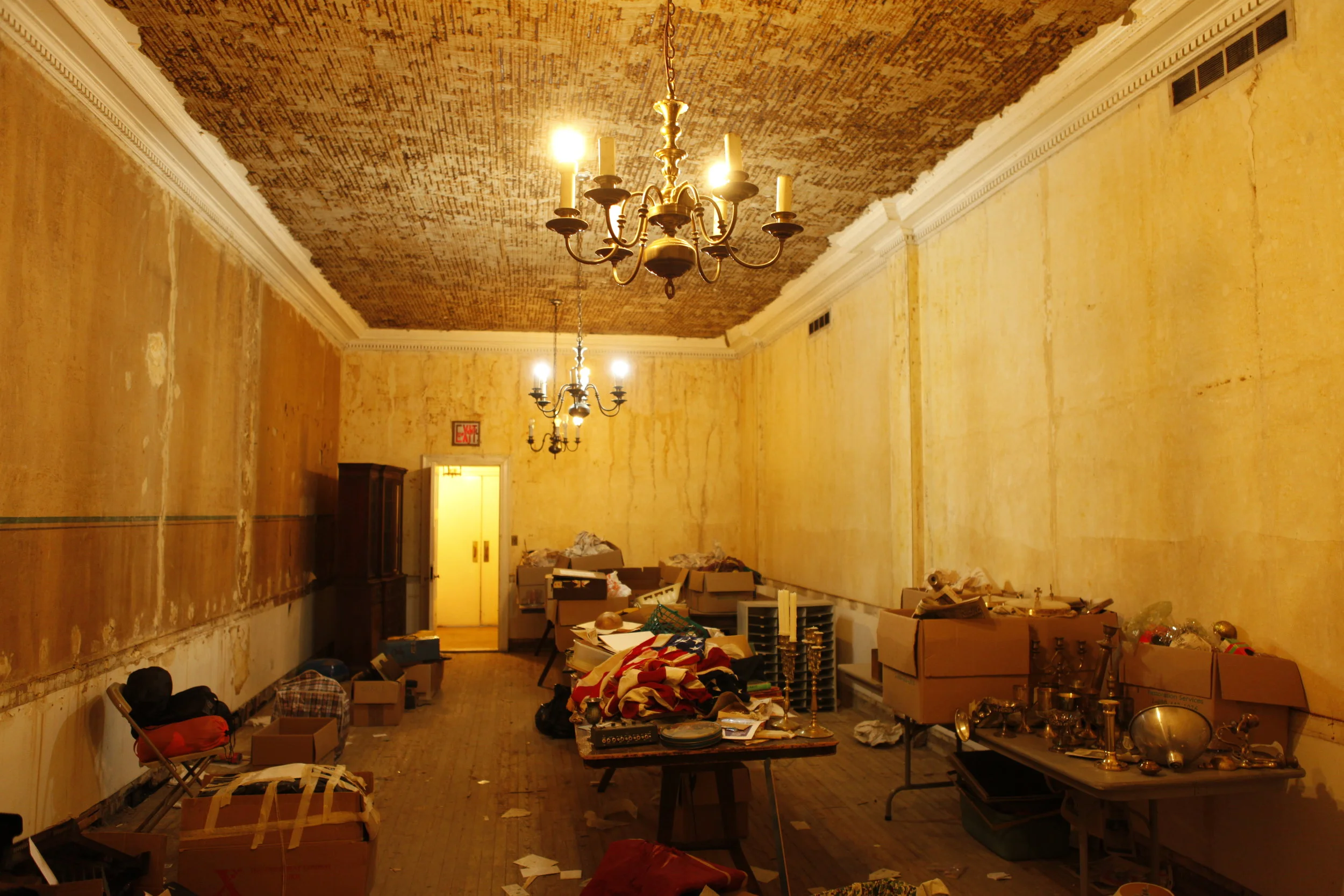 The state of the flood-damaged Church and attached building during the site visit.