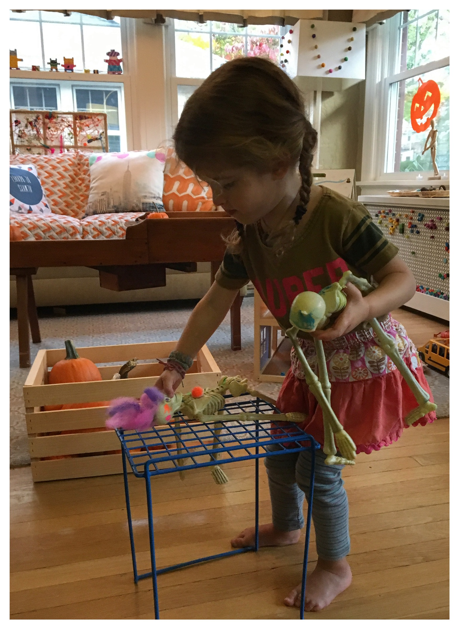The best part? This little lady has some new dolls to play with. Here she is tucking them in before she goes to school!