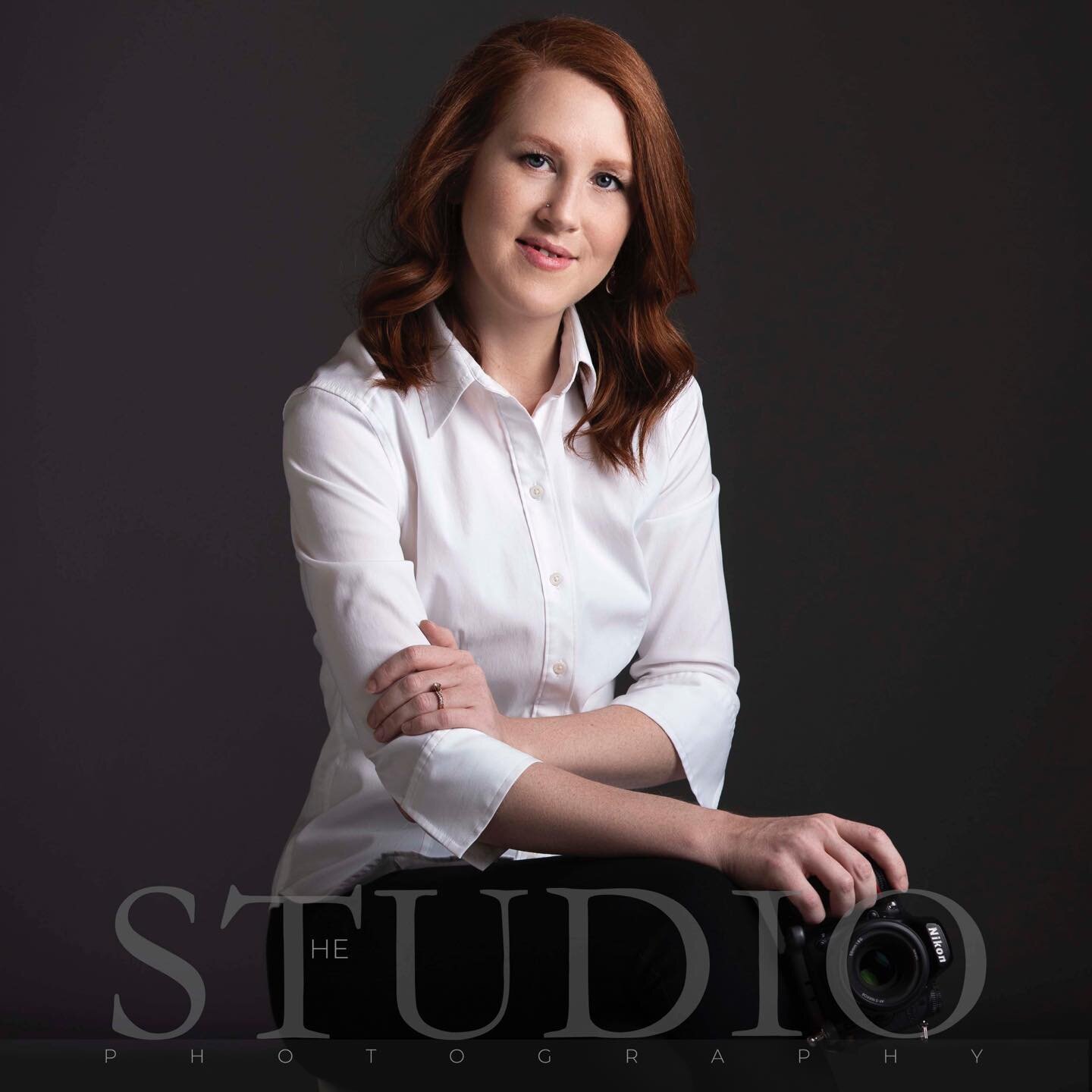 In studio with Cinnamon.  It can be a challenge to be behind and in front of the camera at the same time.  Why not make it a little less (or a lot less) stressful and have The Studio update your business portrait?