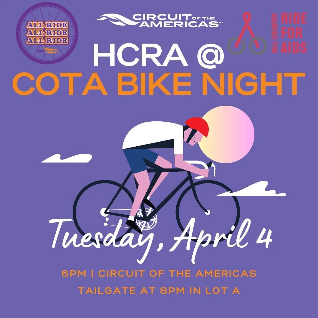 Join us on Tuesday, April 4th at COTA Bike Night! 🚴‍♀️
All Ride All Ride All Ride will be hosting a tailgate following COTA Bike Night 🚴‍♂️ in Parking Lot A at Spot A25.
Look for the bright orange Out Youth tent and enjoy some post-ride