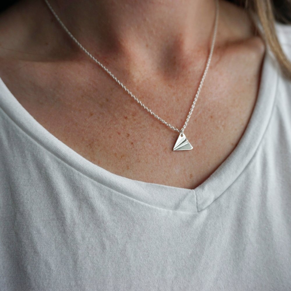 The Paper Airplane Silver Necklace - Makers Travelers