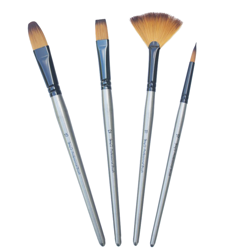 Jerry Q Art 12 Pcs Detail Paint Brushes Golden Synthetic Hair High Performance for Oil Acrylic and Watercolor JQ-503