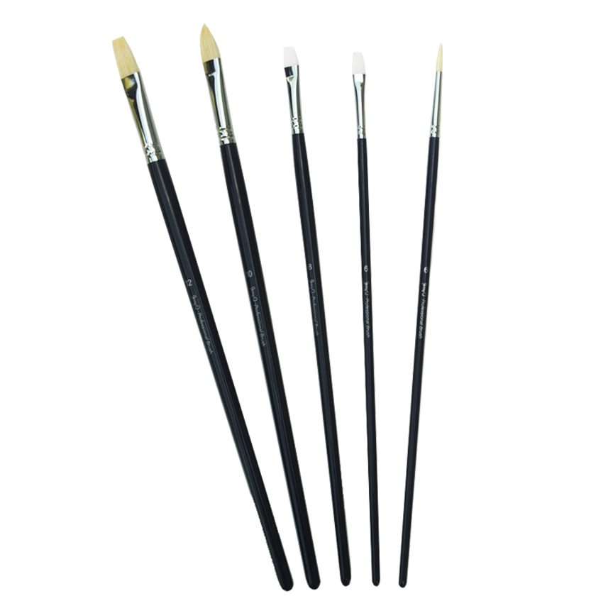  Jerry Q Art 12 PC Brown Synthetic Hair Round and Flat Paint  Brush Set with Short Wood Handles for Acrylic, Watercolor and All Media  JQ59831