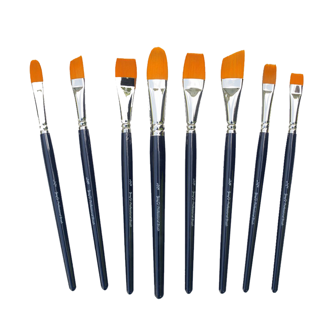Silver Brush Stencil Short Handle Brush Set of 8