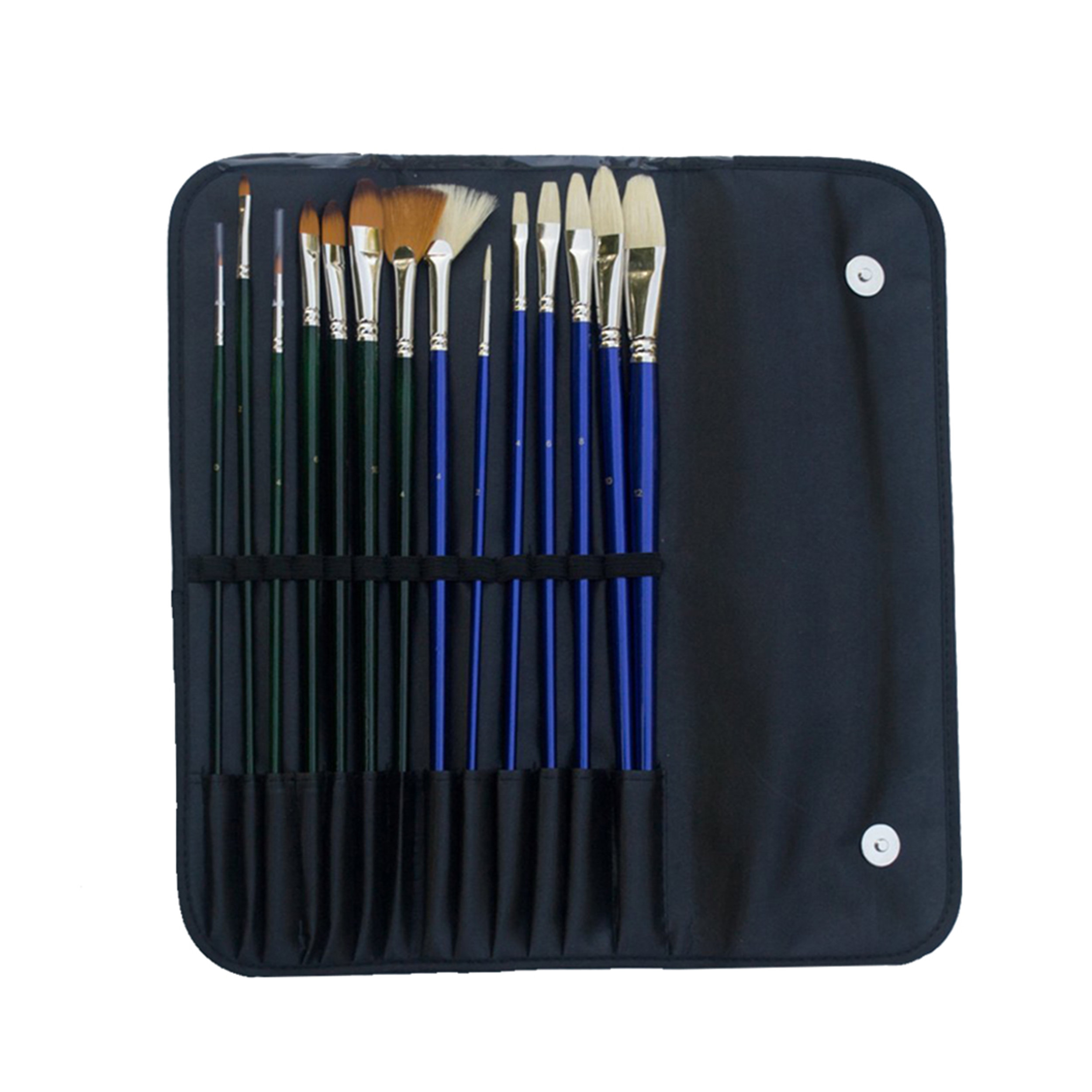 Jerry Q Art 12 Pcs Detail Paint Brushes Golden Synthetic Hair High Performance for Oil Acrylic and Watercolor JQ-503
