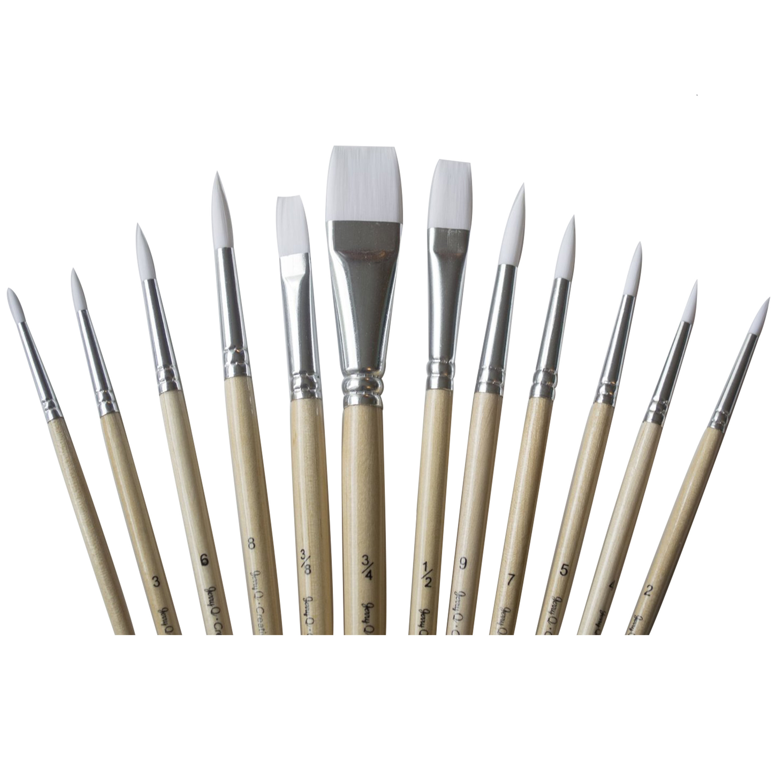 12 Pcs Artist Brushes Pure Bristle Round for Oil and Acrylic