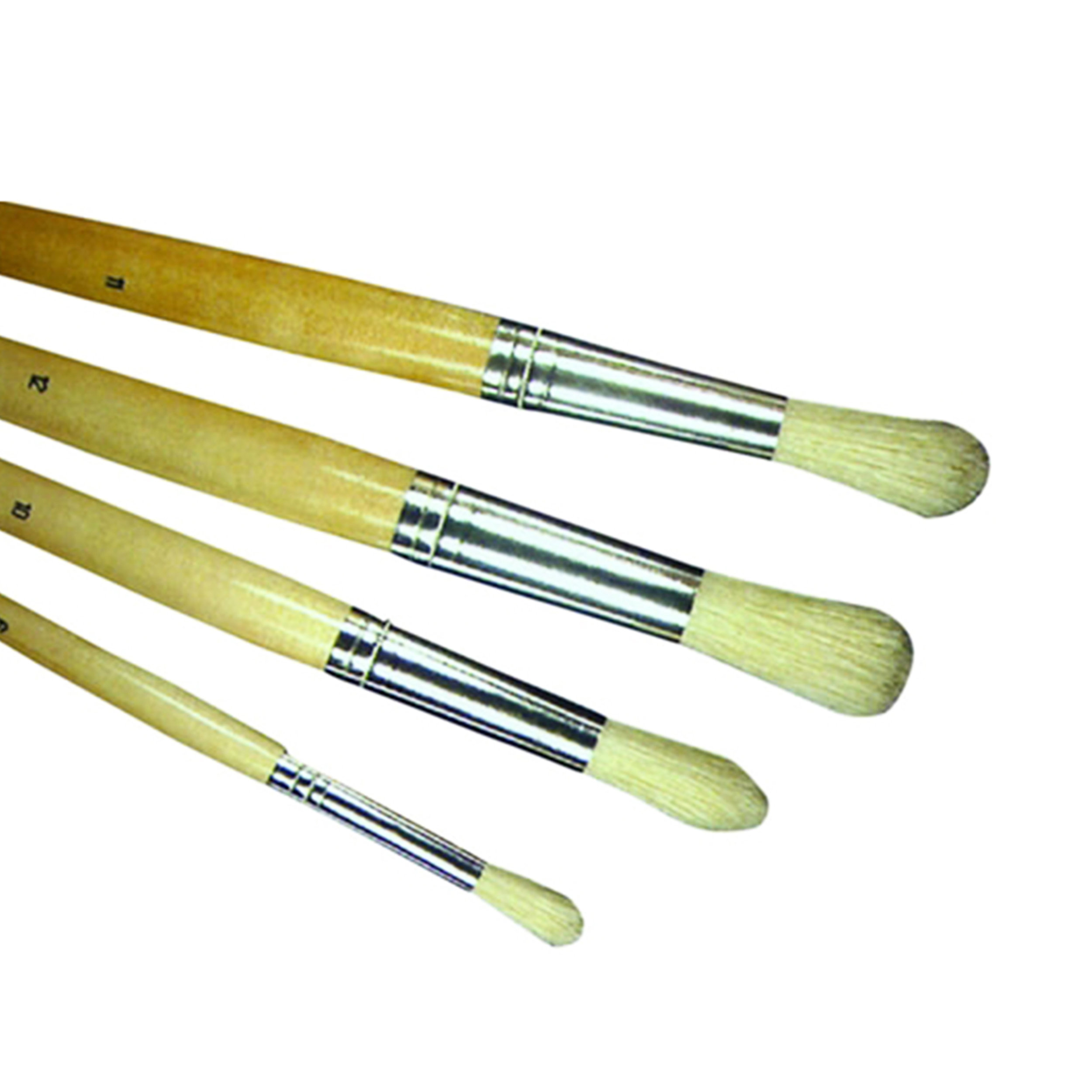  Jerry Q Art 12 PC Brown Synthetic Hair Round and Flat Paint  Brush Set with Short Wood Handles for Acrylic, Watercolor and All Media  JQ59831