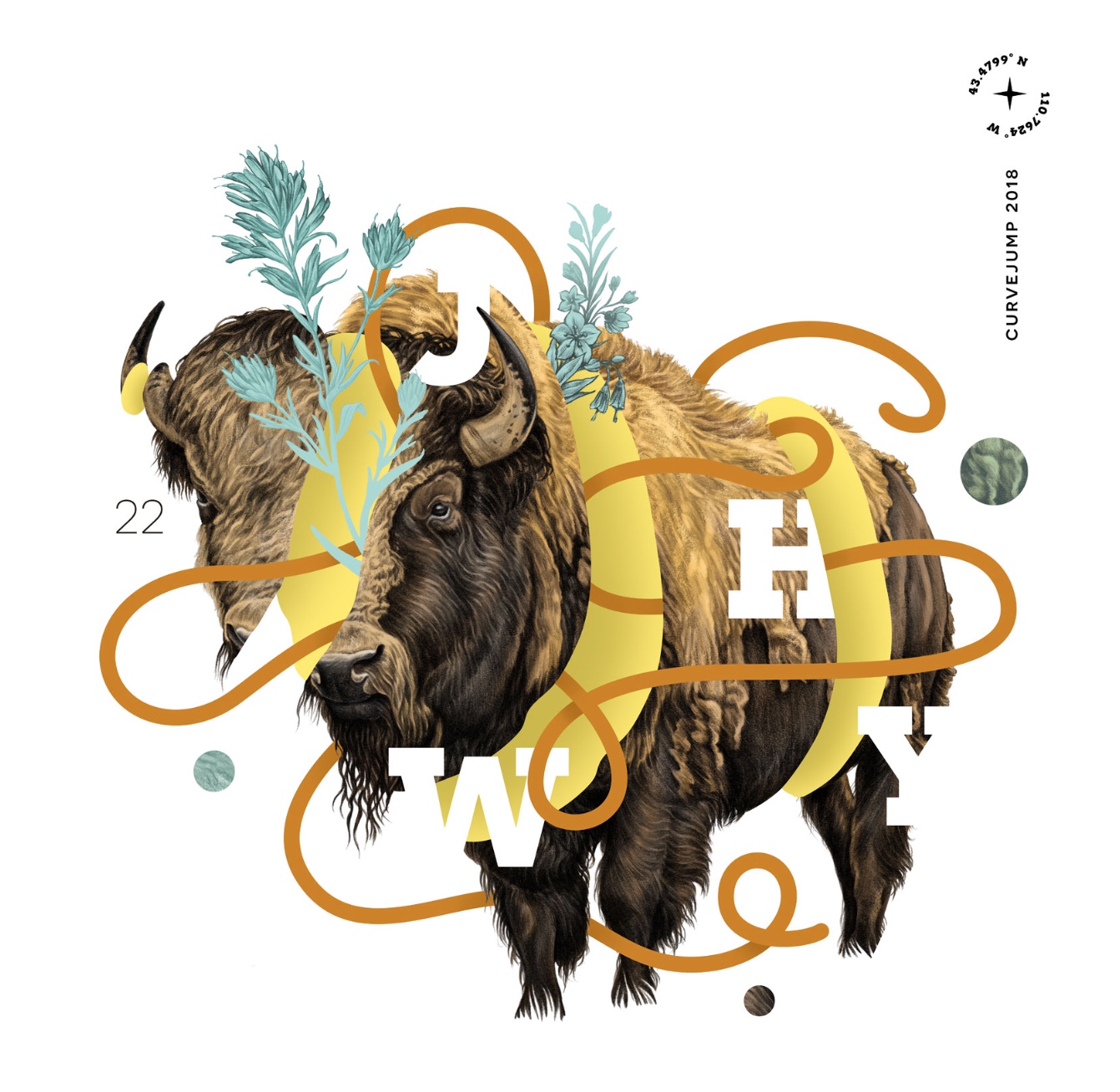 Curvejump Jackson Hole 2018 poster by artists Tim and Kate Tomkinson