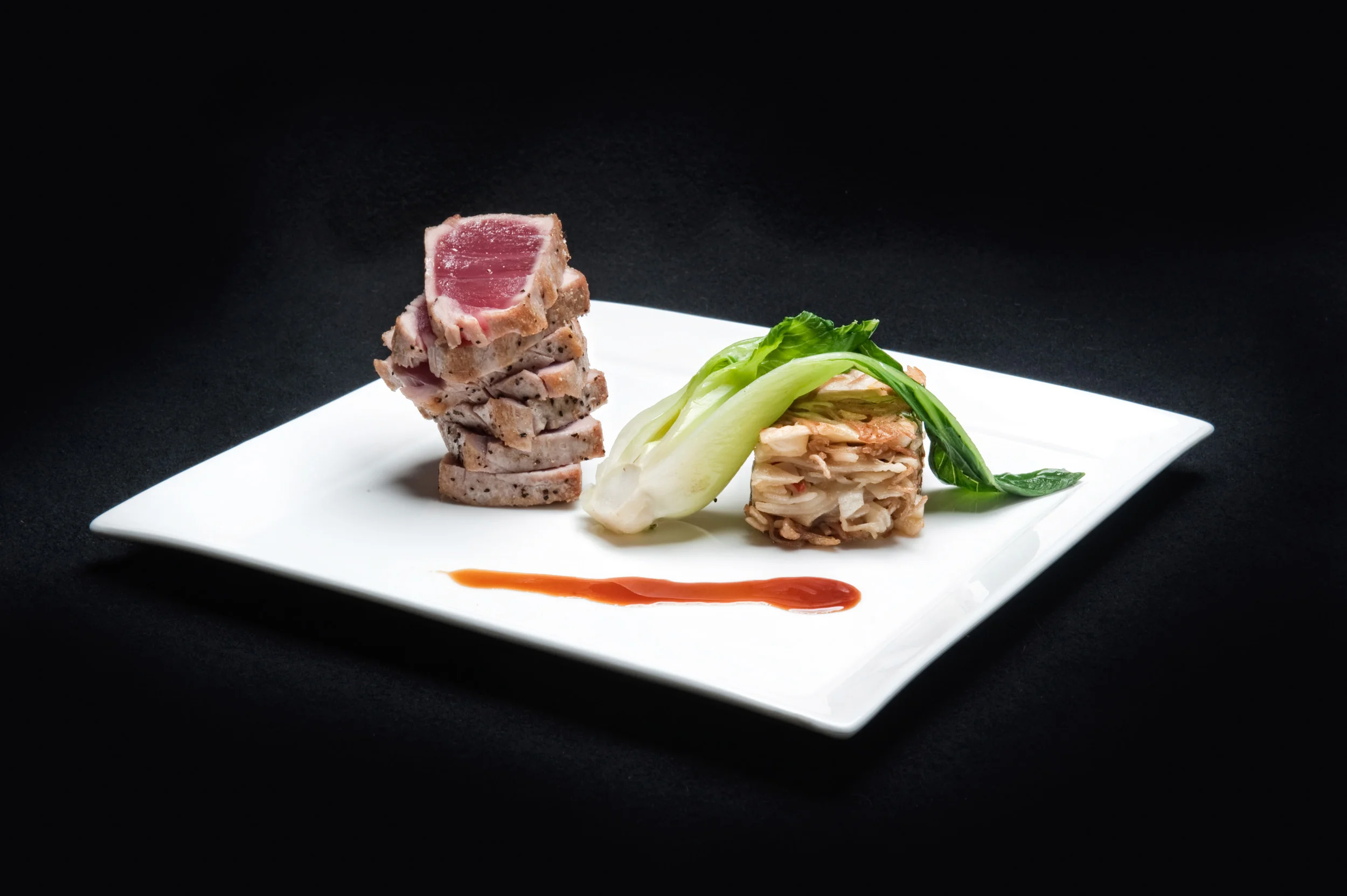 Seared Ahi tuna with baby Bok Choy 