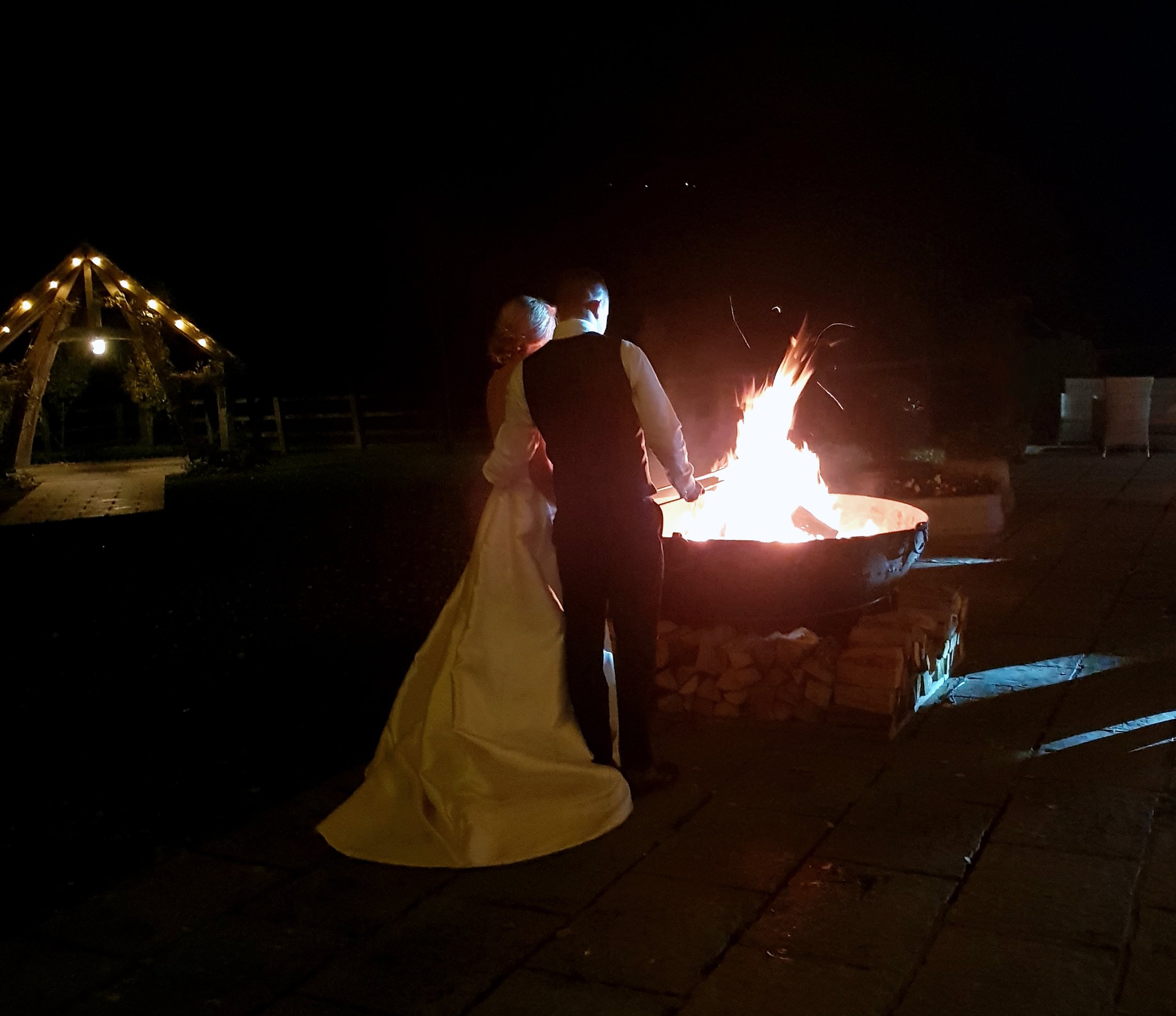 Wedding couple fire pit
