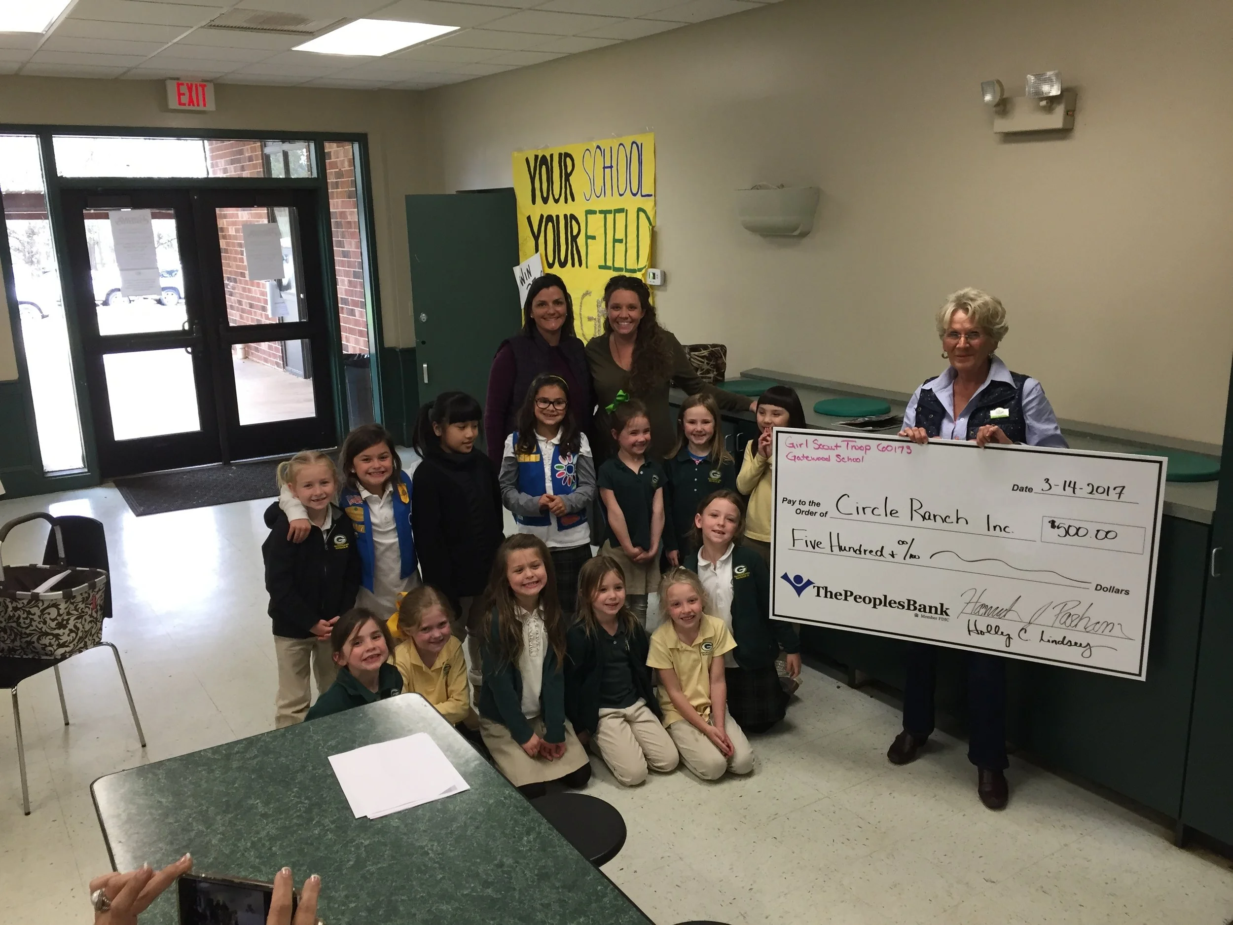 Circle Ranch Inc receives $500 from Girl Scout Troop 60173