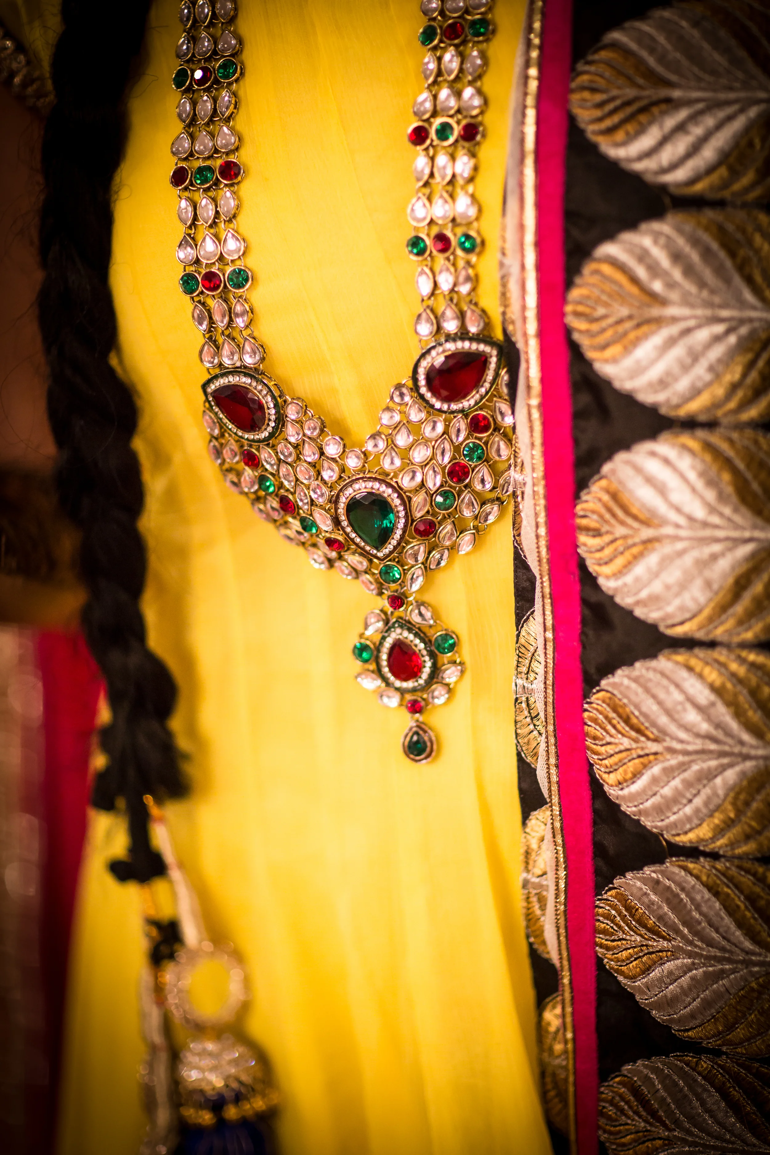Red and Green Kundan Chain
